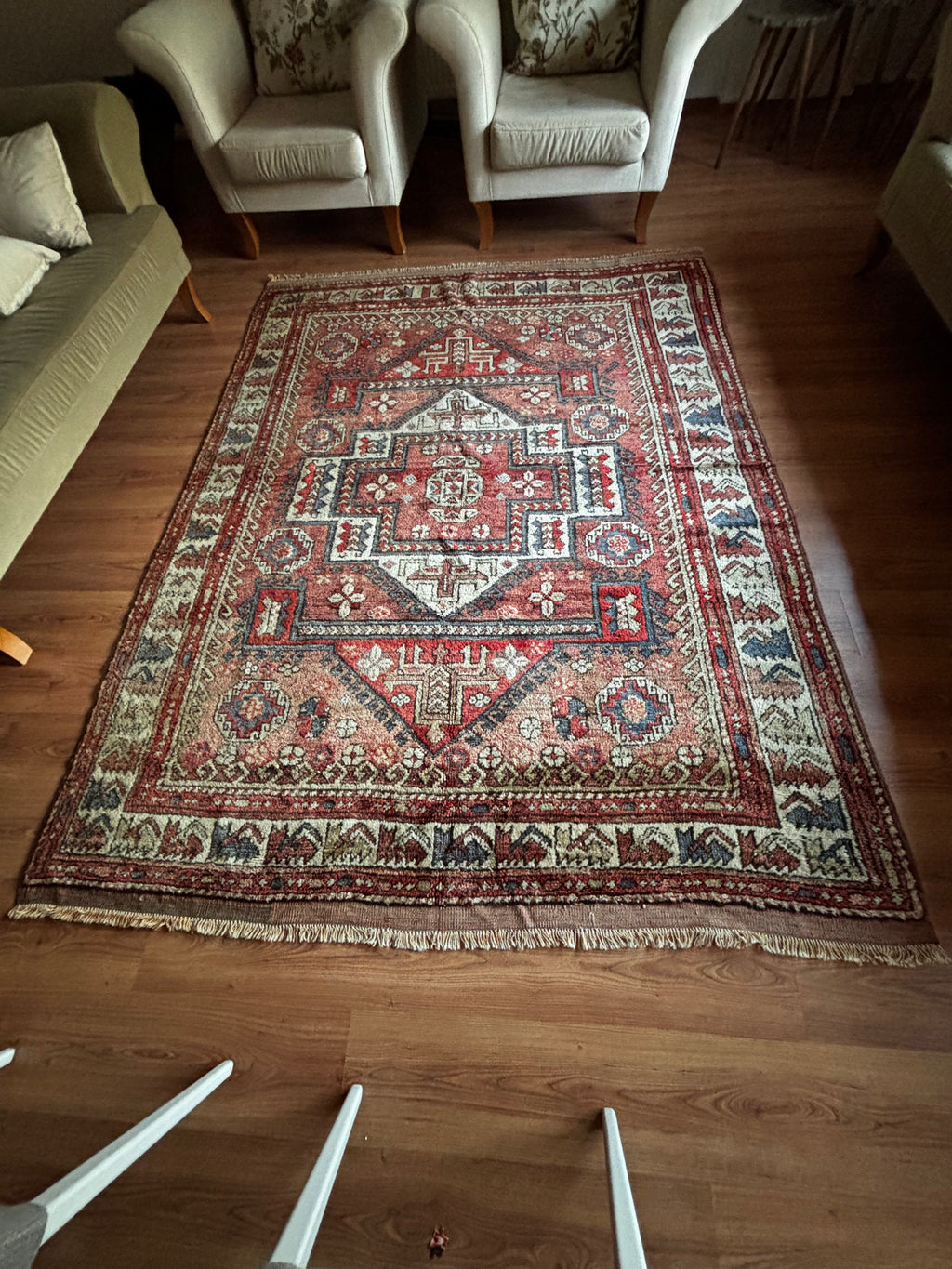 188 × 257 cm | 100+ Year Old Antique Ayvacık Rug | Handmade Turkish Wool Rug