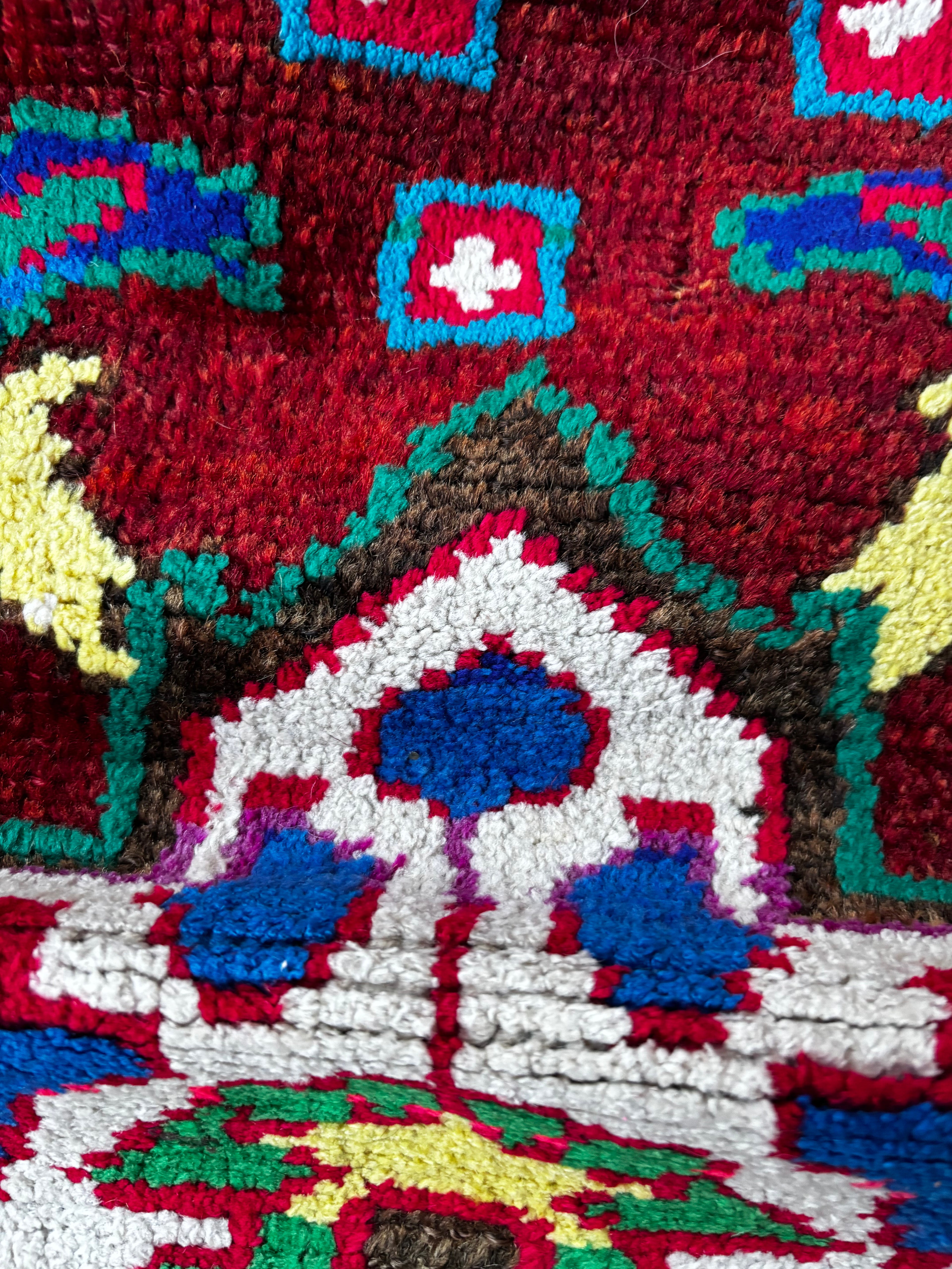 Herki Tribal Runner Rug – Burgundy · 96 × 337 cm