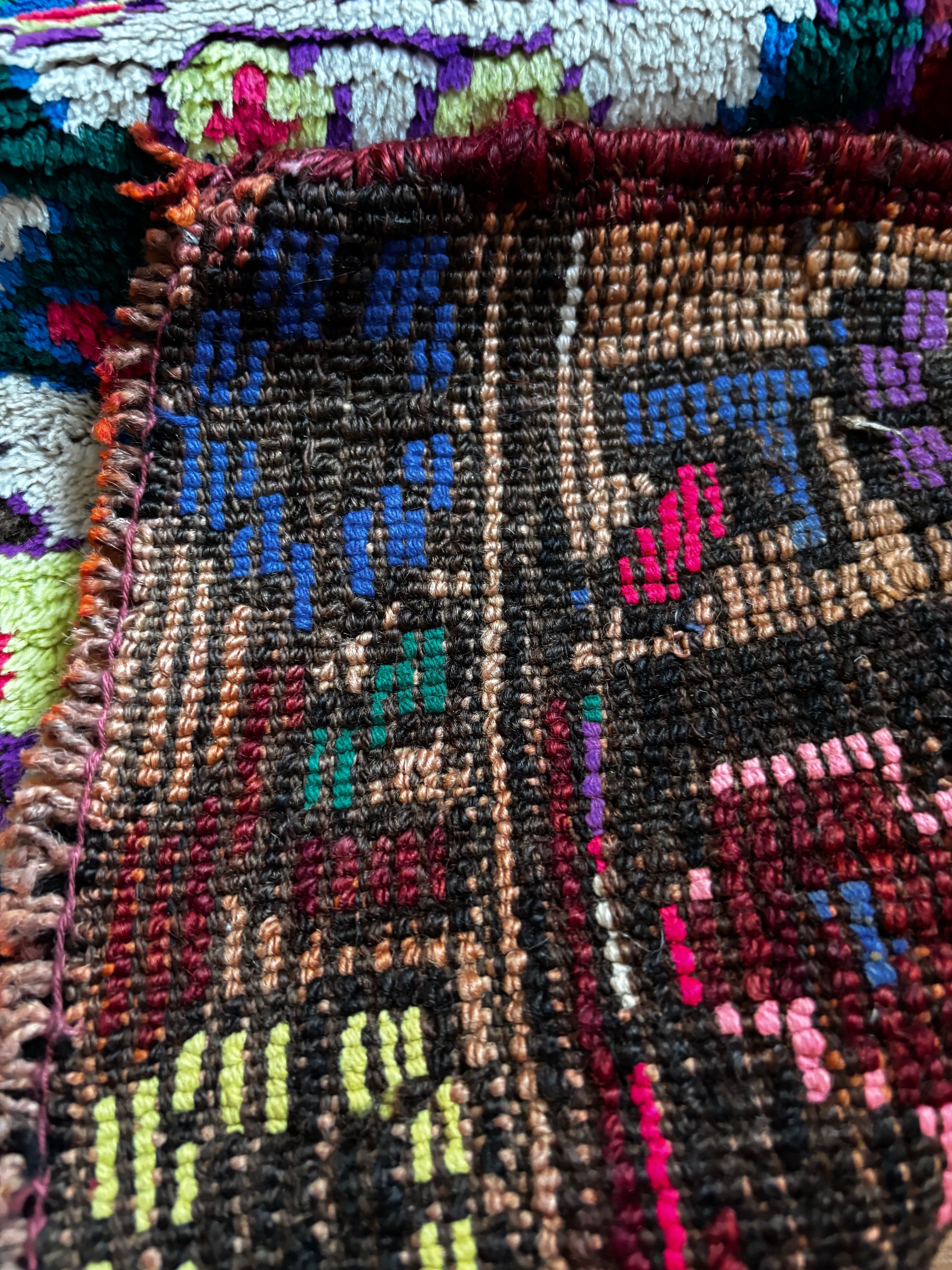 Herki Tribal Runner Rug – Burgundy · 96 × 337 cm