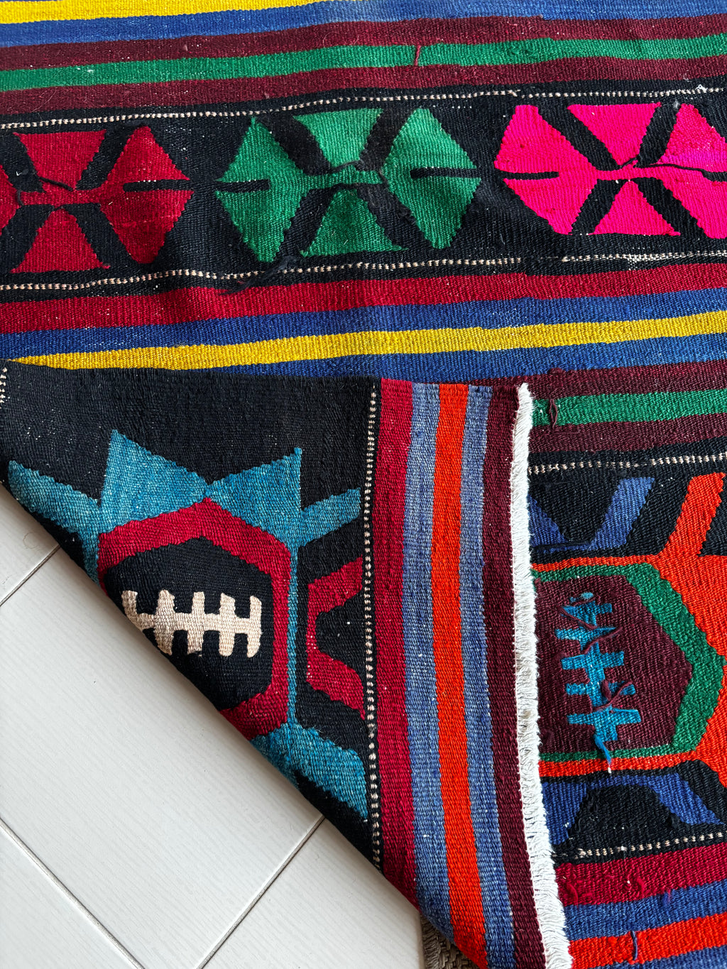 160 × 200 cm Vintage Afyon Kilim – Handmade Turkish Wool Carpet