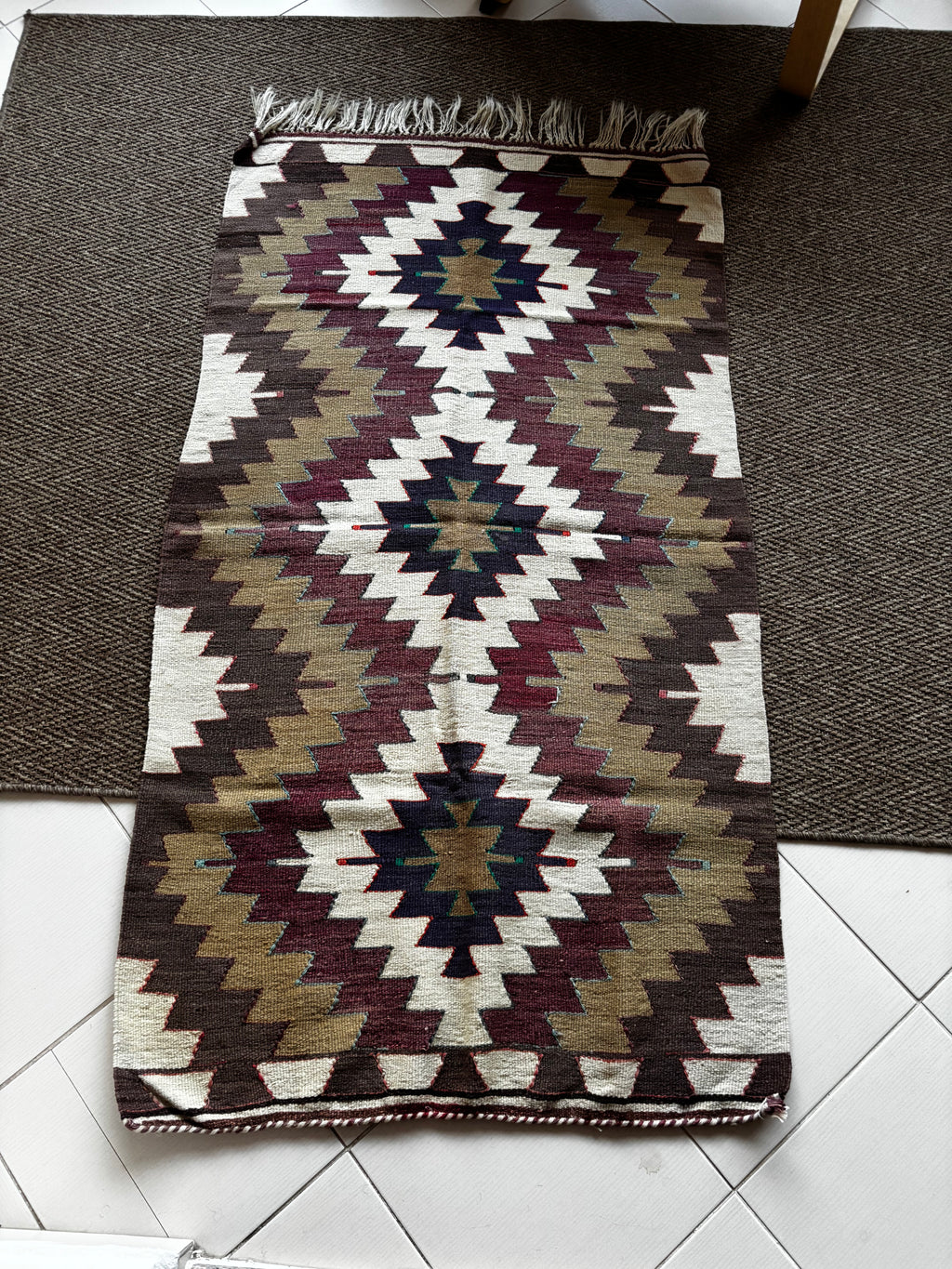 90 × 160 cm Vintage Antalya Kilim – Handmade Turkish Wool Carpet