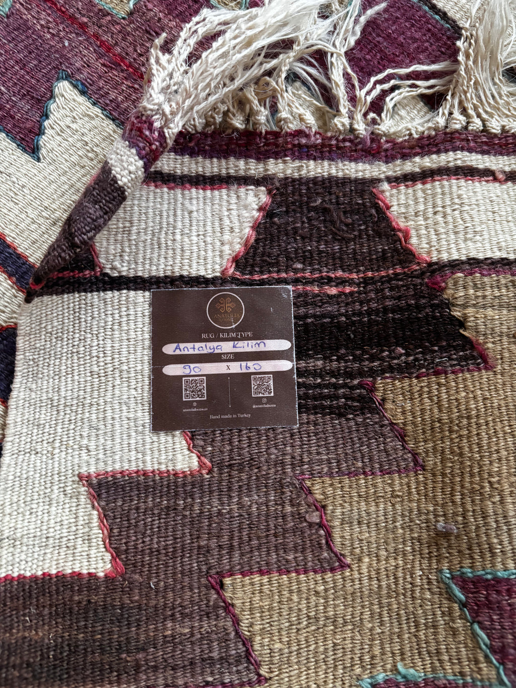 90 × 160 cm Vintage Antalya Kilim – Handmade Turkish Wool Carpet