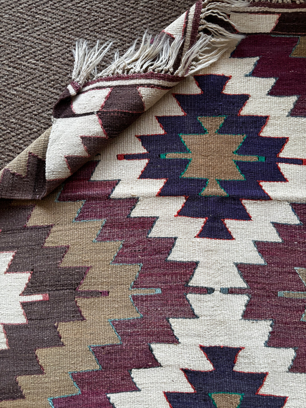 90 × 160 cm Vintage Antalya Kilim – Handmade Turkish Wool Carpet