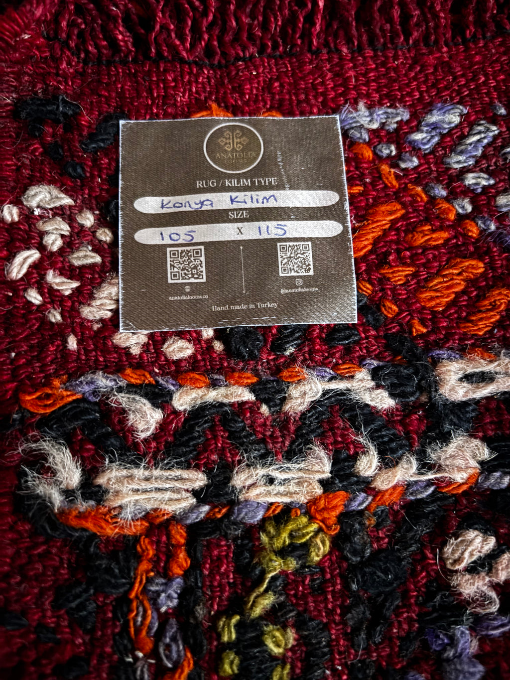 105 × 115 cm Vintage Konya Kilim – Handmade Turkish Wool Carpet