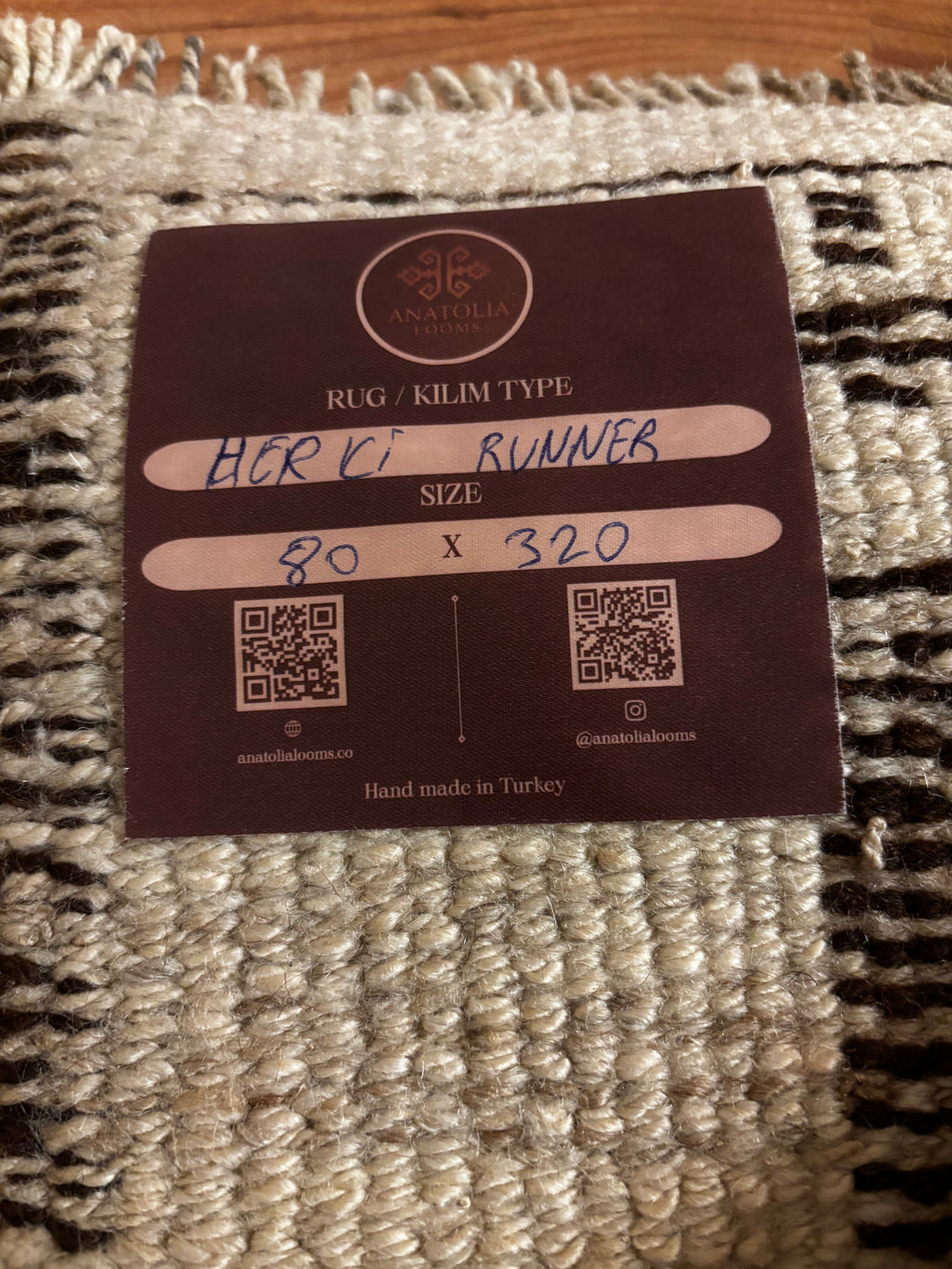 Herki Tribal Runner Rug – Ivory · 80 × 320 cm