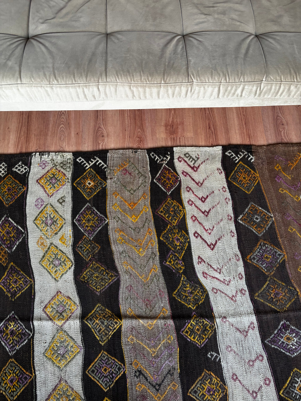 150 × 380 cm Handmade Turkish Kars Cicim Kilim Runner – Vintage Tribal Wool Flatweave