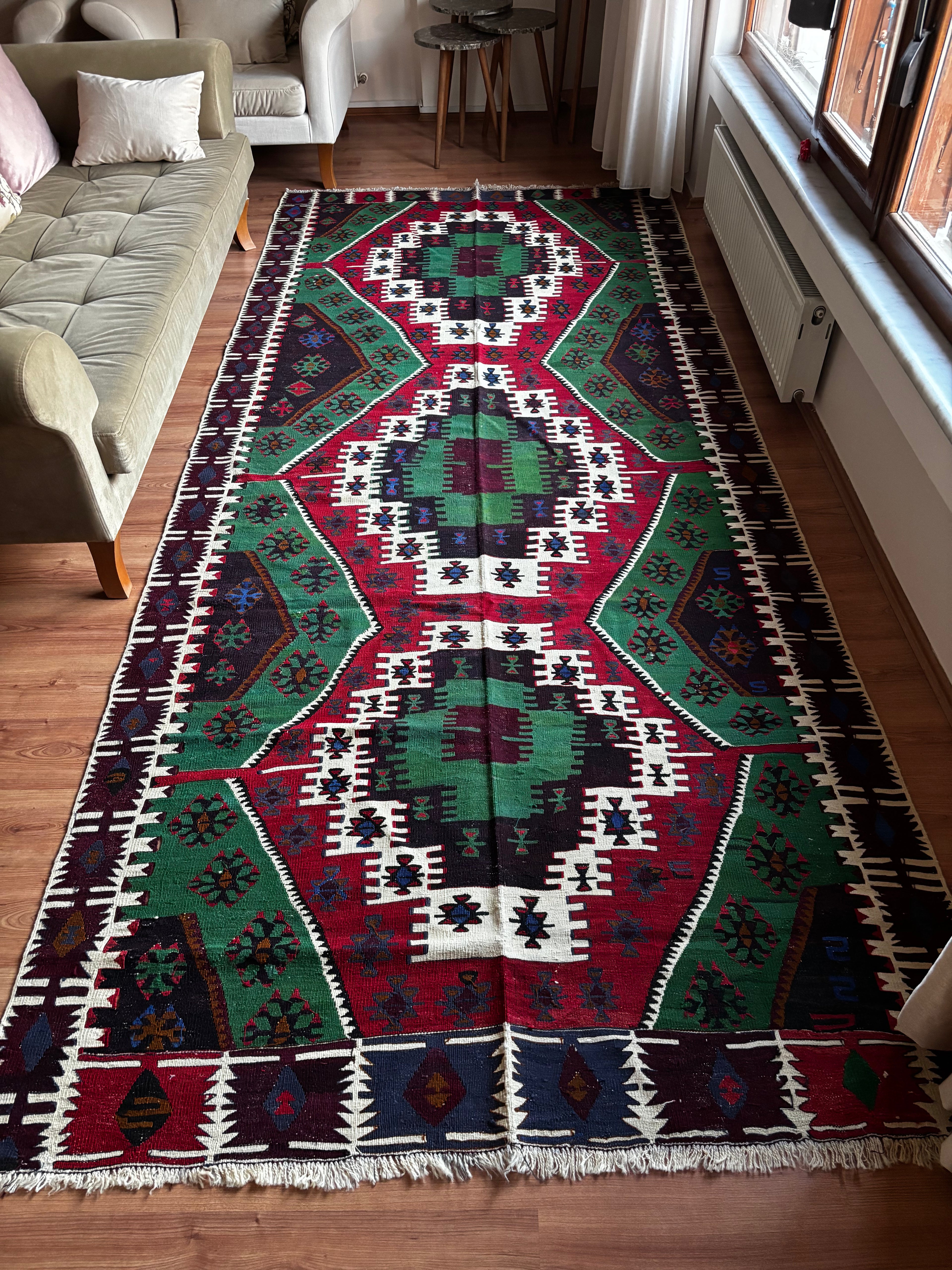 170 × 390 cm | 2-in-1 Handmade Anatolian Kilim