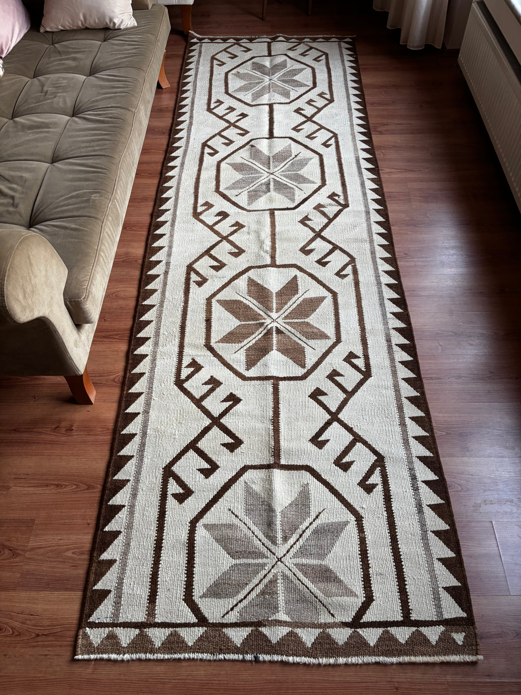 100 × 335 cm | Handmade Anatolian Herki Kilim Runner