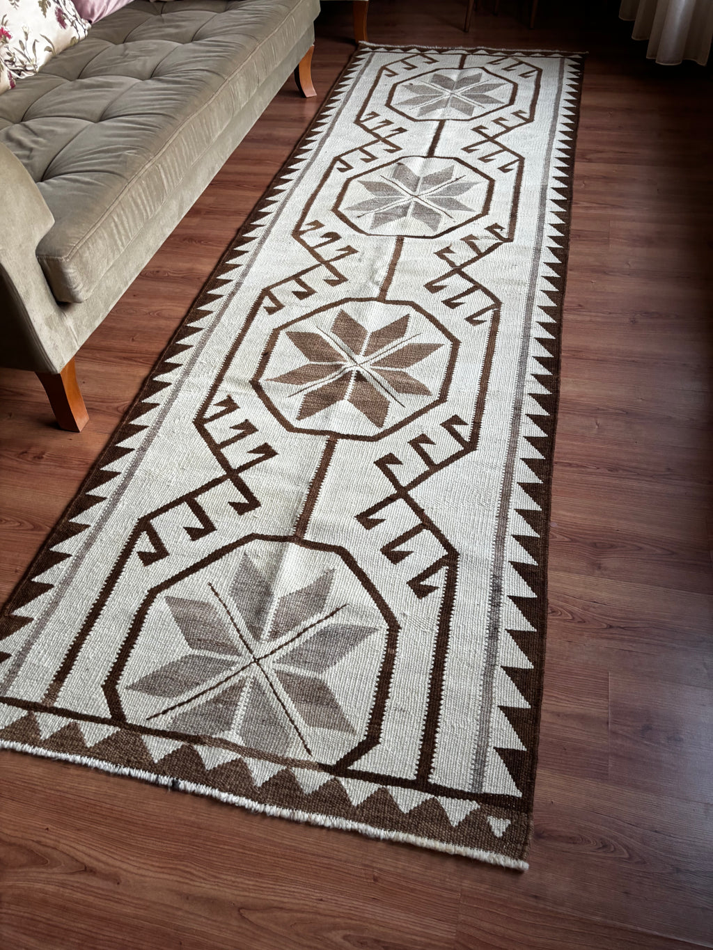 100 × 335 cm | Handmade Anatolian Herki Kilim Runner