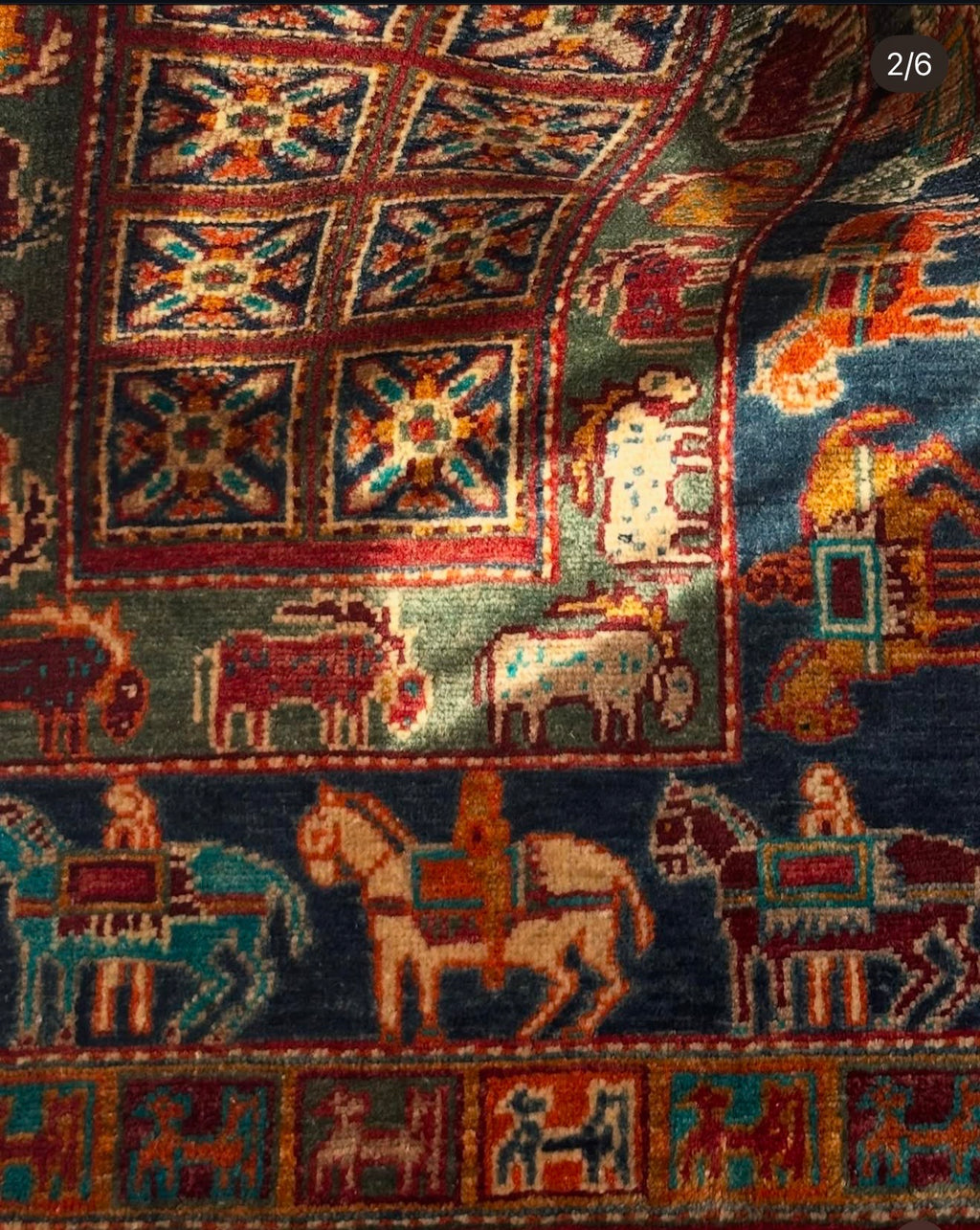 Afghan Pazyryk Rug – Navy · 83 × 125 cm