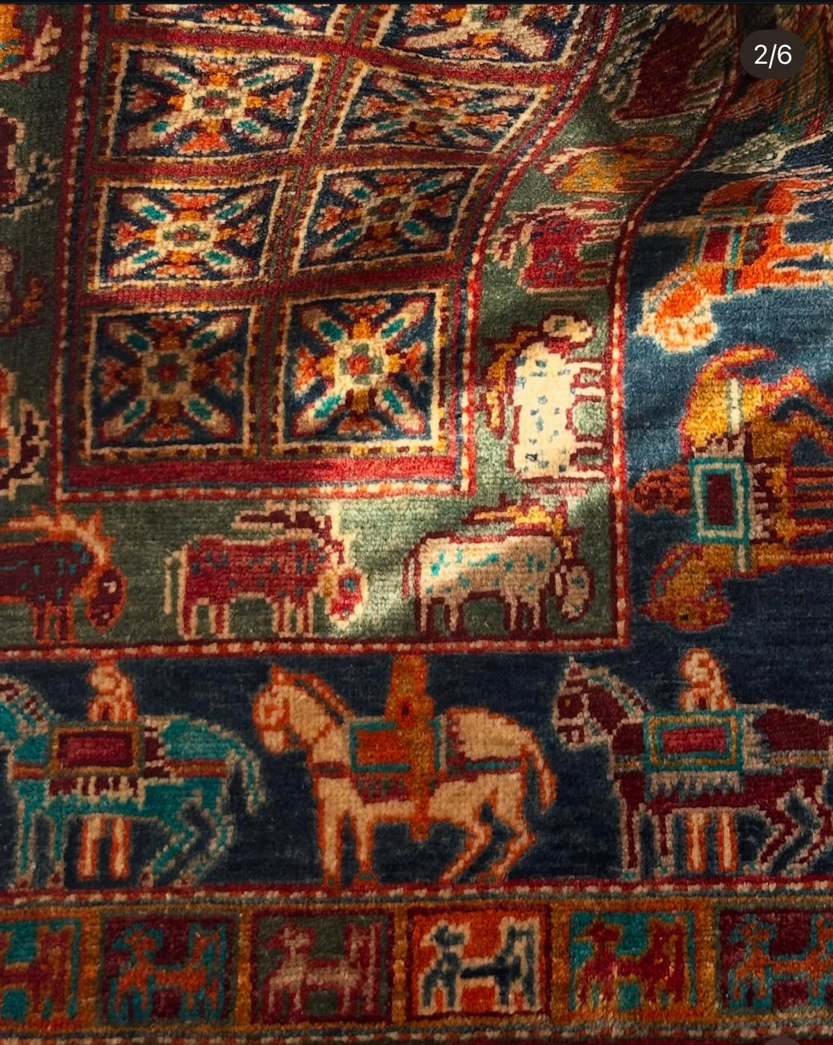 Afghan Pazyryk Rug – Navy · 83 × 125 cm