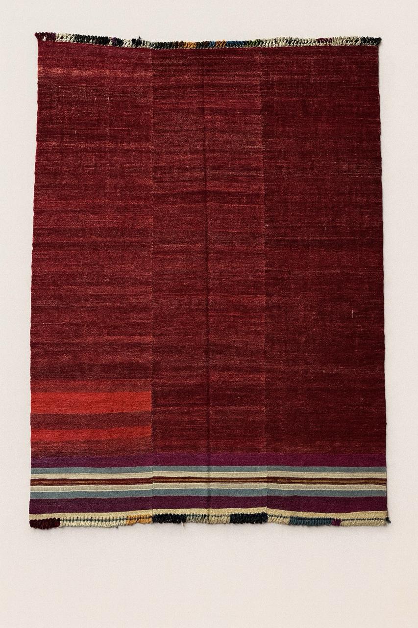 Turkish Red Kilim Rug – 143 × 216 cm | Handmade Wool Flatweave