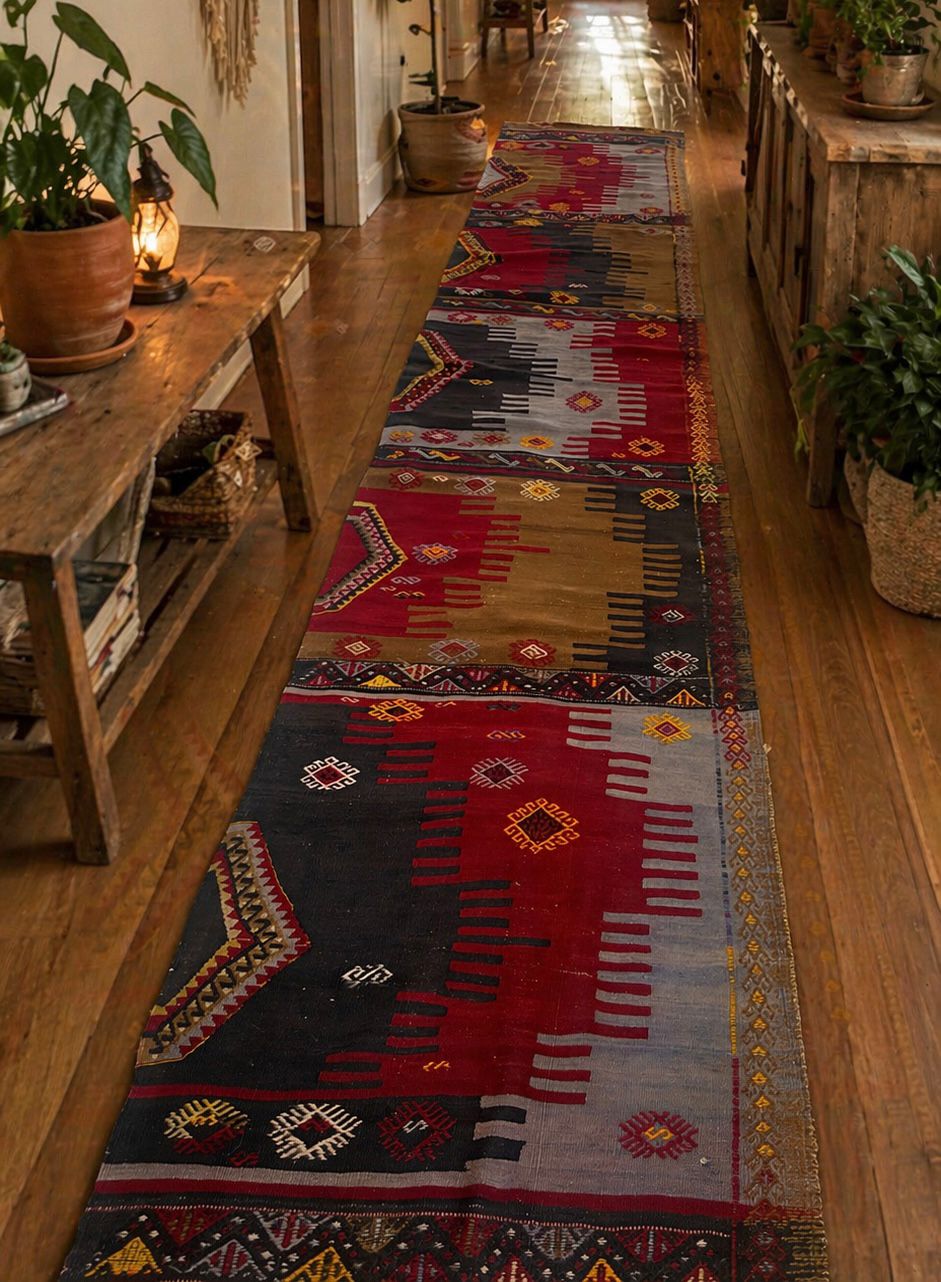 Handwoven Anatolian Runner Kilim – 83x389 cm – Wool Tribal Bohemian Hallway Rug