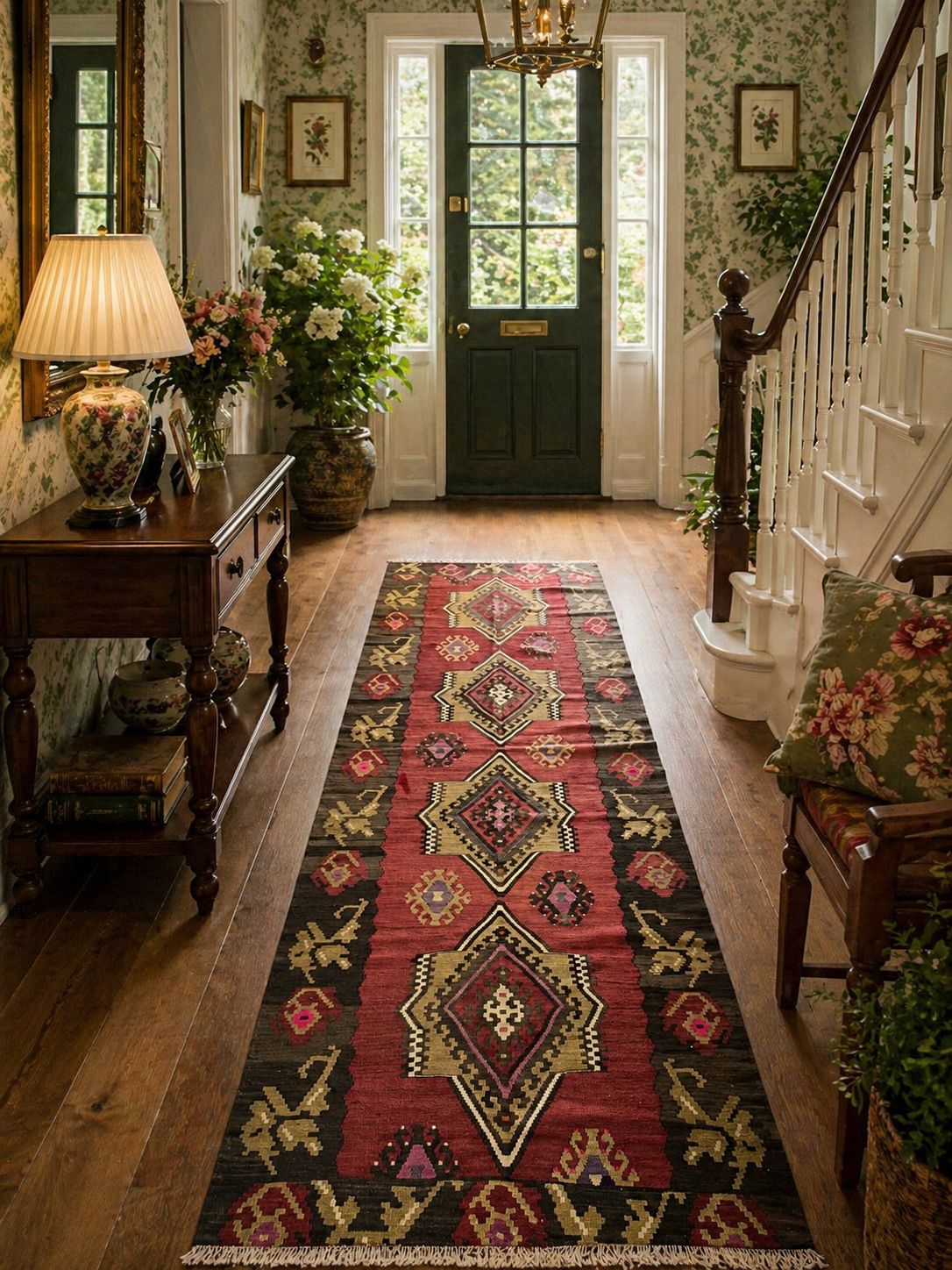 Vintage Anatolian Runner Rug – 107x305 cm – Handwoven Wool Tribal Kilim