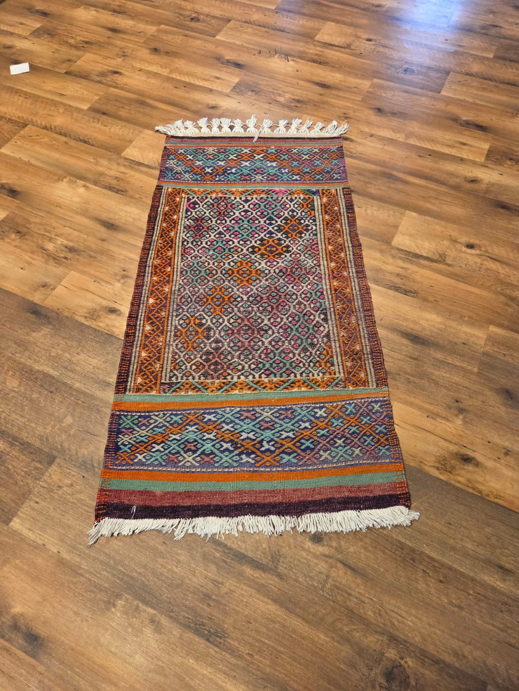 70 × 135 cm Vintage Konya Kilim – Handmade Turkish Wool Tribal Carpet