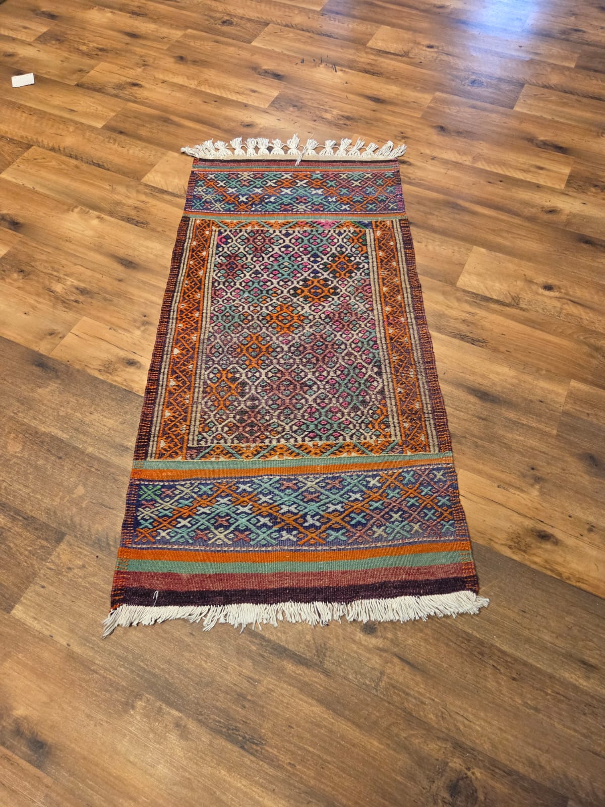 70 × 135 cm Vintage Konya Kilim – Handmade Turkish Wool Tribal Carpet