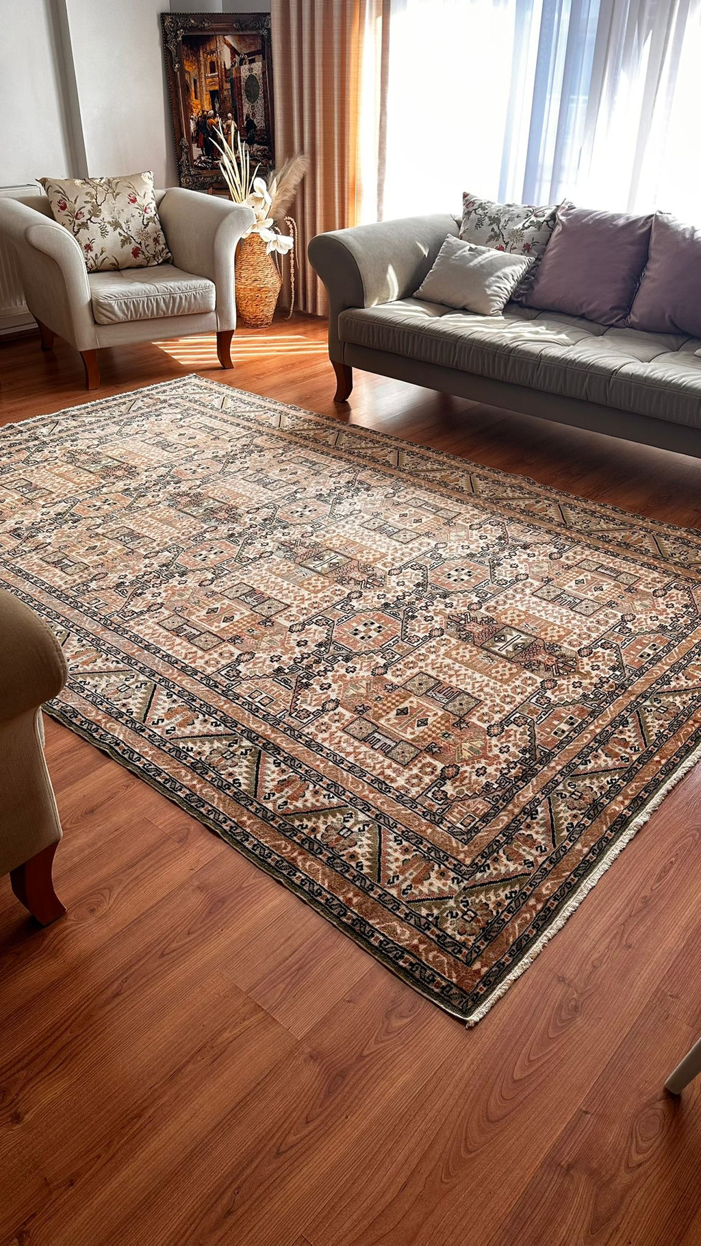 200 × 300 cm Handmade Bünyan Turkish  Rug – Vintage Kayseri Wool Area Rug – Traditional Anatolian Carpet