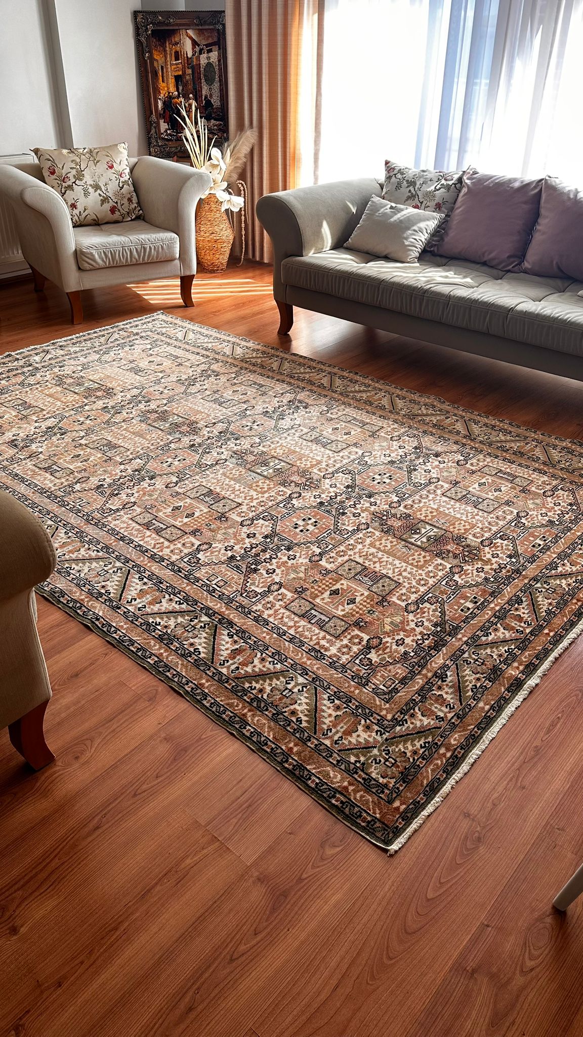 200 × 300 cm Handmade Bünyan Turkish  Rug – Vintage Kayseri Wool Area Rug – Traditional Anatolian Carpet