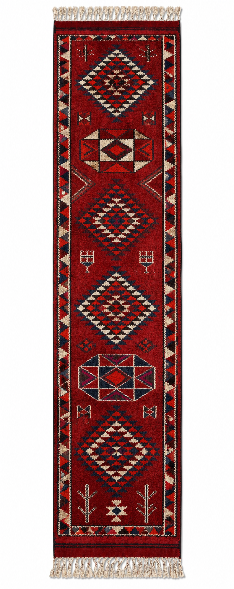 Vintage Herki Runner Rug – Red · 92 × 370 cm
