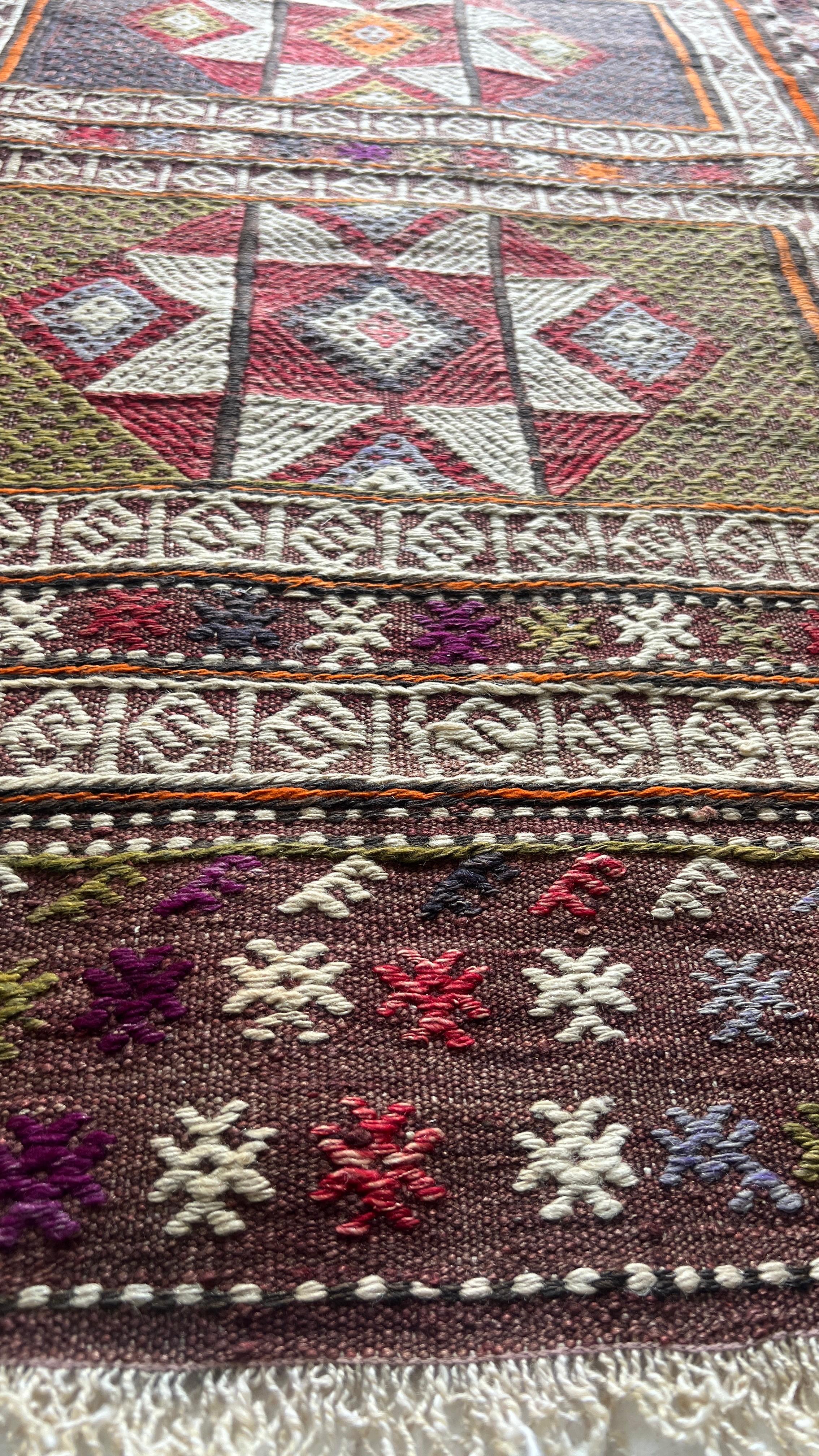 Balikesir Cicim Kilim – 167x254 cm – Handwoven Wool – Vintage Tribal Turkish Rug
