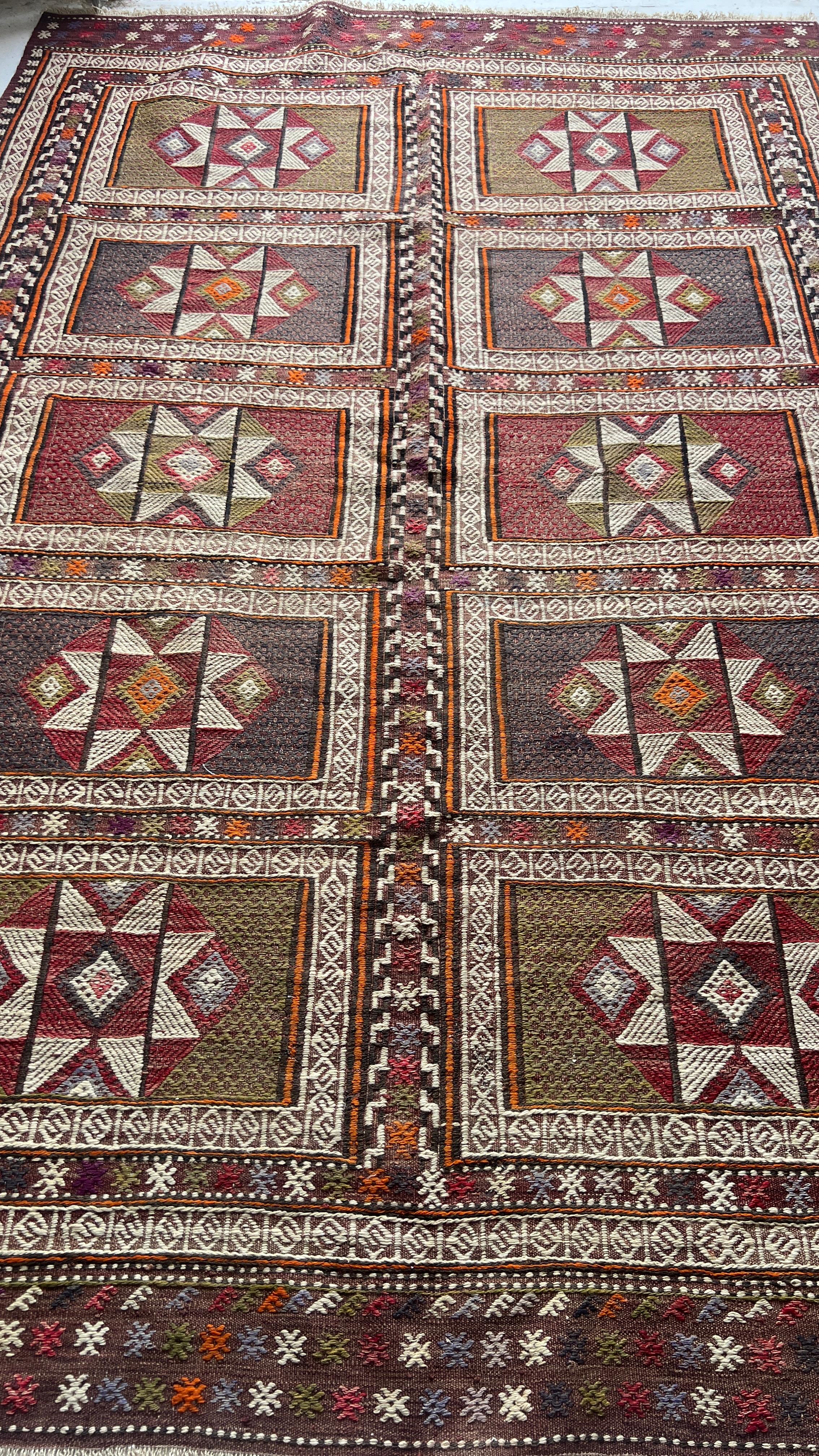 Balikesir Cicim Kilim – 167x254 cm – Handwoven Wool – Vintage Tribal Turkish Rug