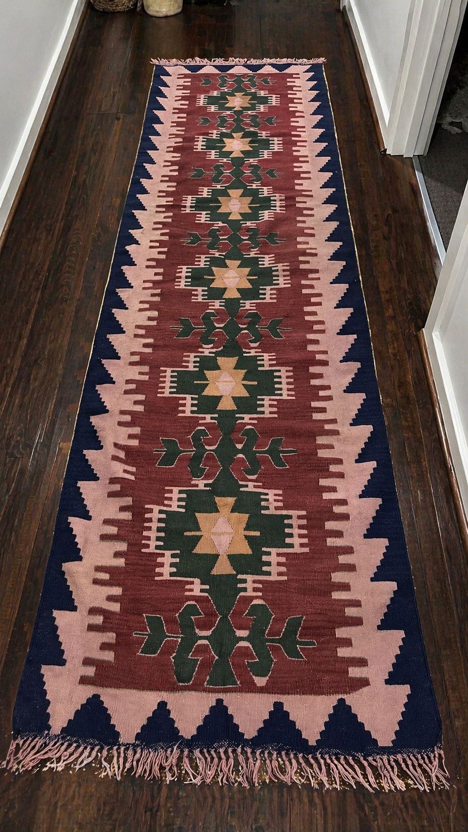 Handwoven Anatolian Kilim Runner – 79x227 cm – Wool Hallway Rug – Tribal Vintage Style