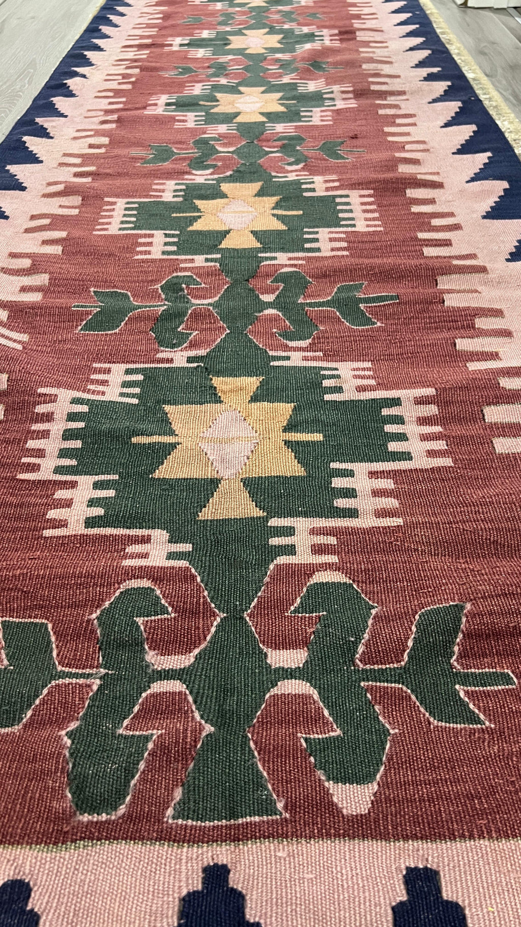 Handwoven Anatolian Kilim Runner – 79x227 cm – Wool Hallway Rug – Tribal Vintage Style