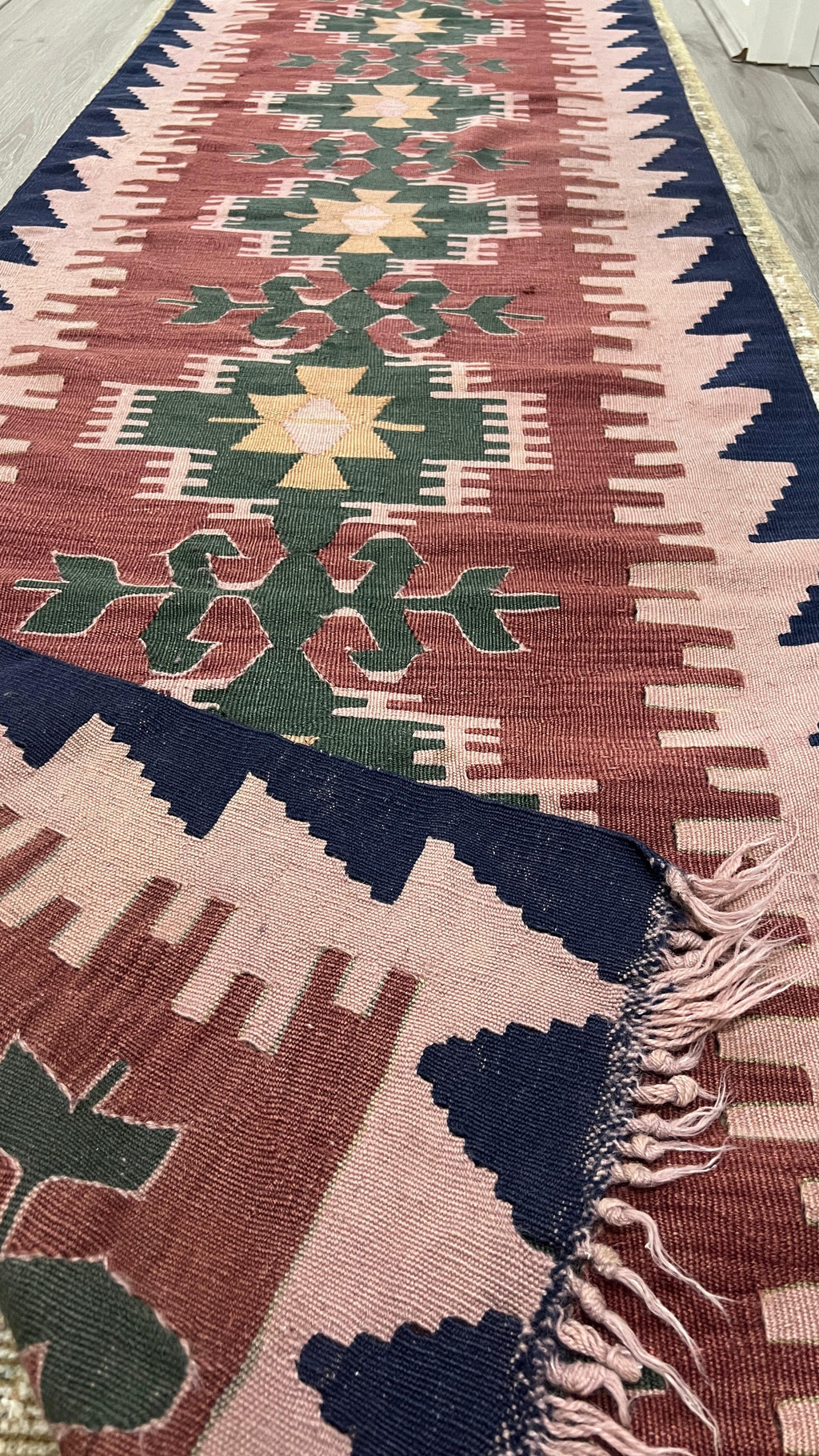 Handwoven Anatolian Kilim Runner – 79x227 cm – Wool Hallway Rug – Tribal Vintage Style