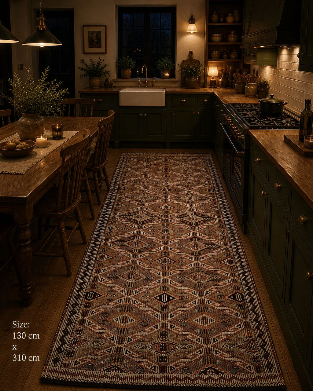 Mut Cicim Kilim 130x310 cm – Handwoven Wool Runner – Neutral Tribal Anatolian Rug