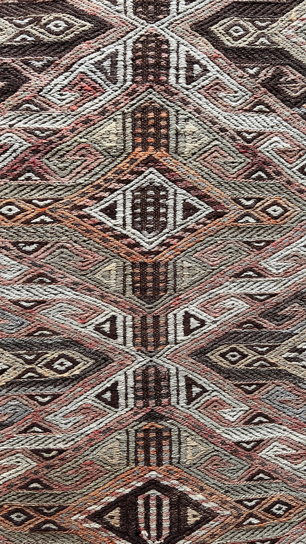 Mut Cicim Kilim 130x310 cm – Handwoven Wool Runner – Neutral Tribal Anatolian Rug