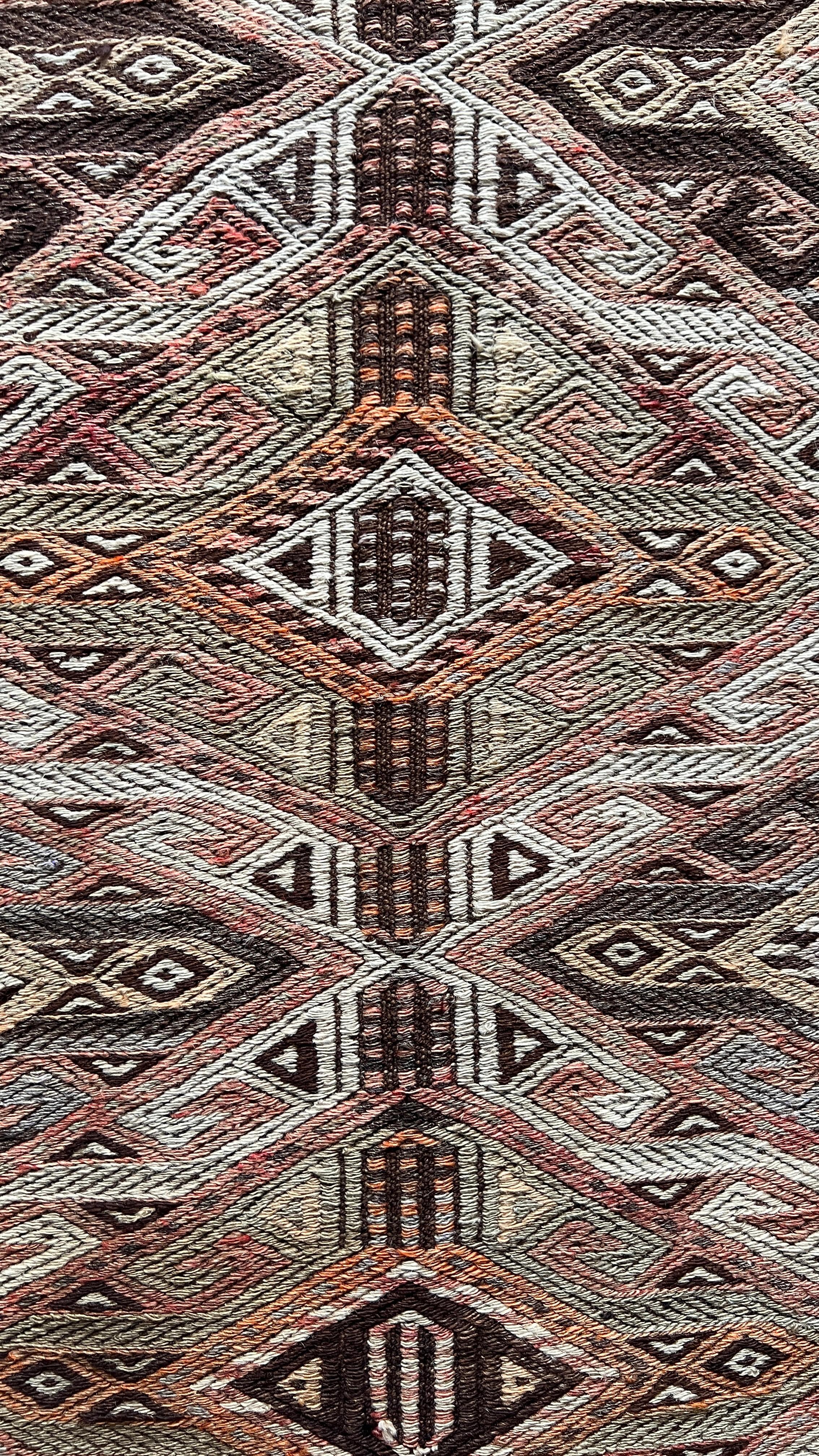 Mut Cicim Kilim 130x310 cm – Handwoven Wool Runner – Neutral Tribal Anatolian Rug