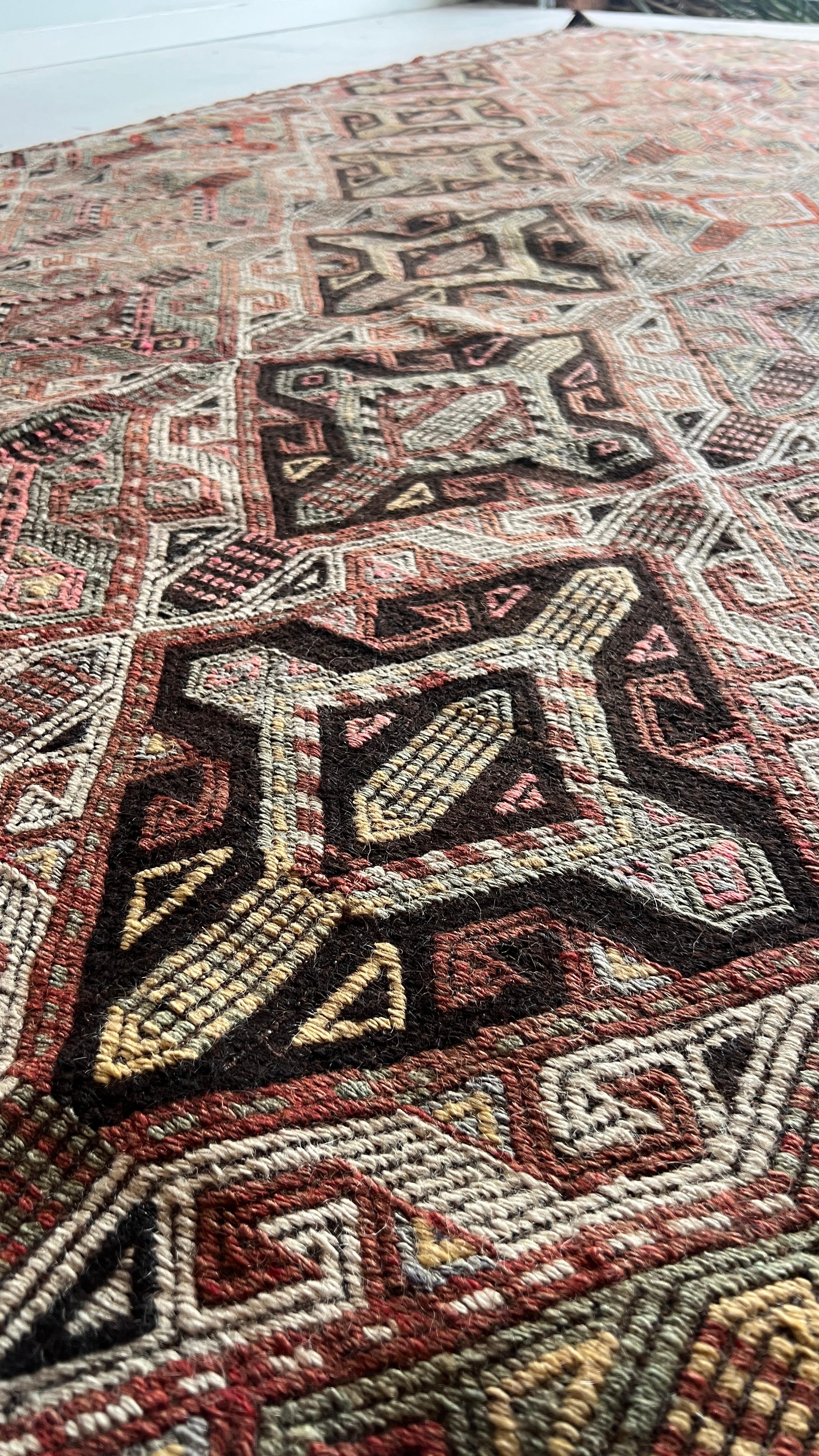 Mut Cicim Kilim 142x297 cm – Handwoven Wool Tribal Runner Rug – Anatolian Turkish Kilim