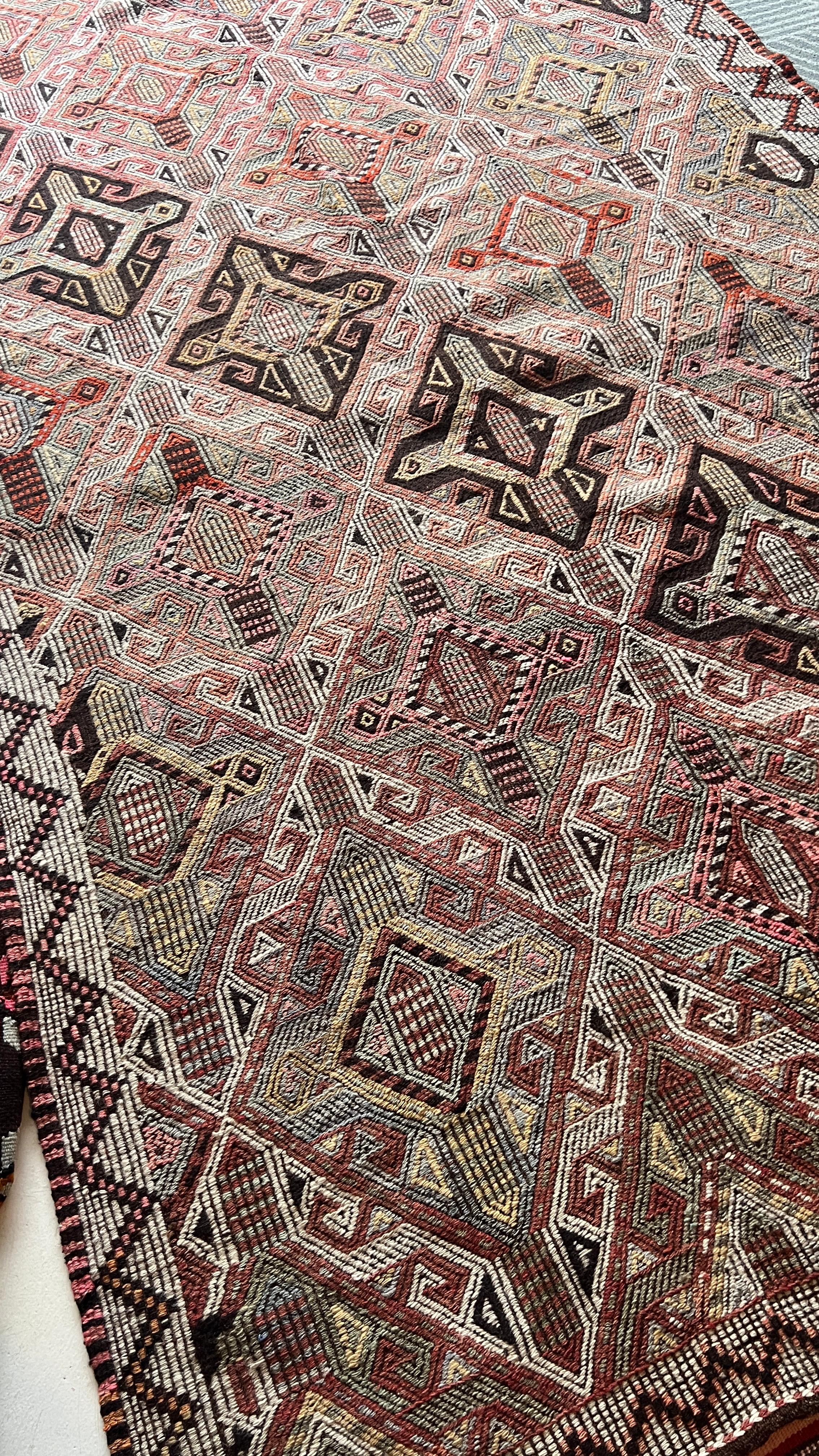 Mut Cicim Kilim 142x297 cm – Handwoven Wool Tribal Runner Rug – Anatolian Turkish Kilim