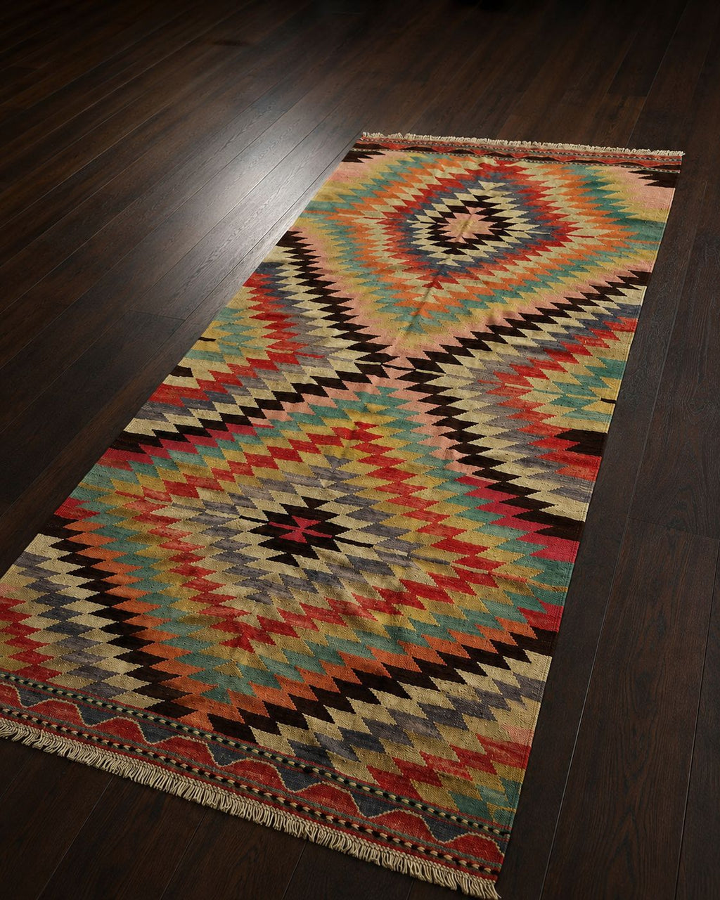 Vintage Muğla Bencik Kilim – 129 × 250 cm – Handmade Wool Turkish Kilim