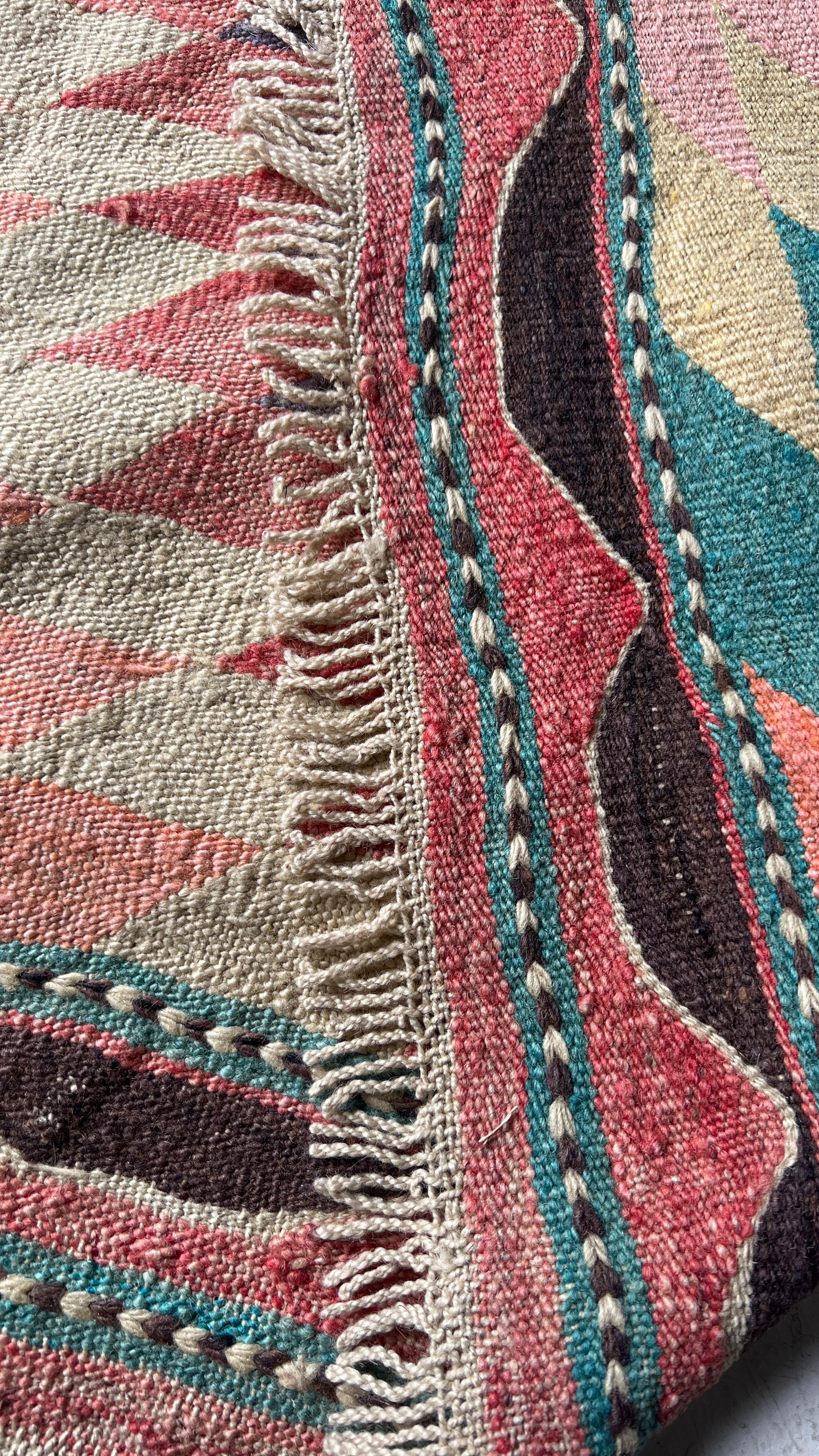 Vintage Muğla Bencik Kilim – 129 × 250 cm – Handmade Wool Turkish Kilim