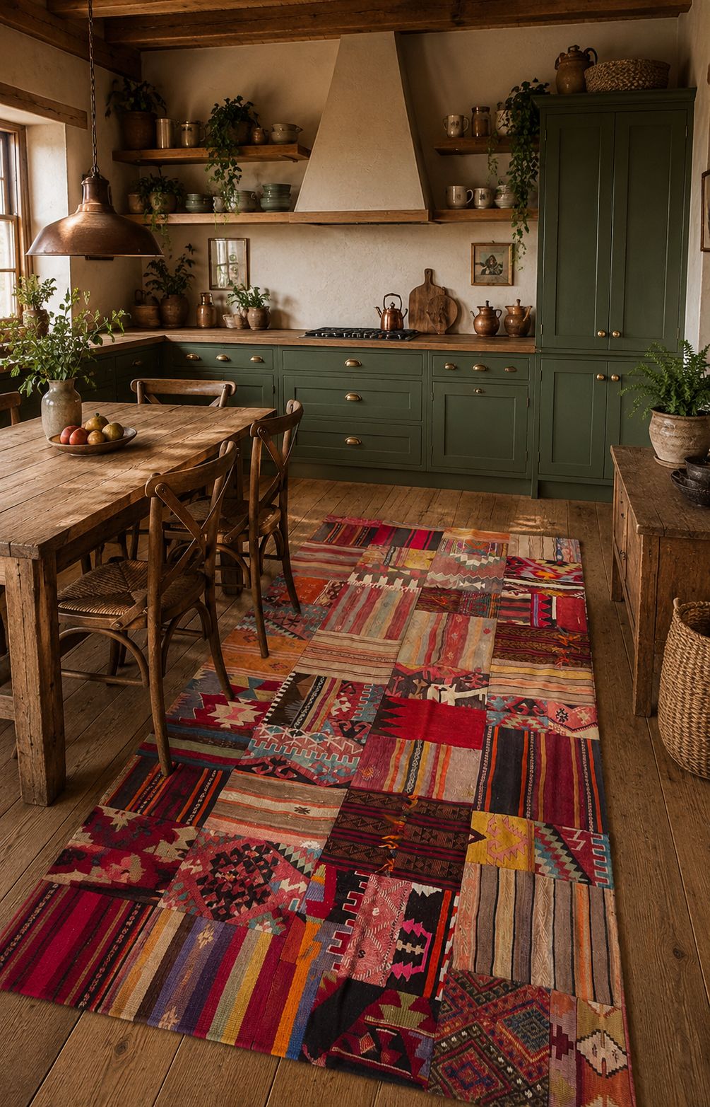 Turkish Patchwork Kilim Rug – 186 × 290 cm – Handmade Vintage Kilim Patchwork