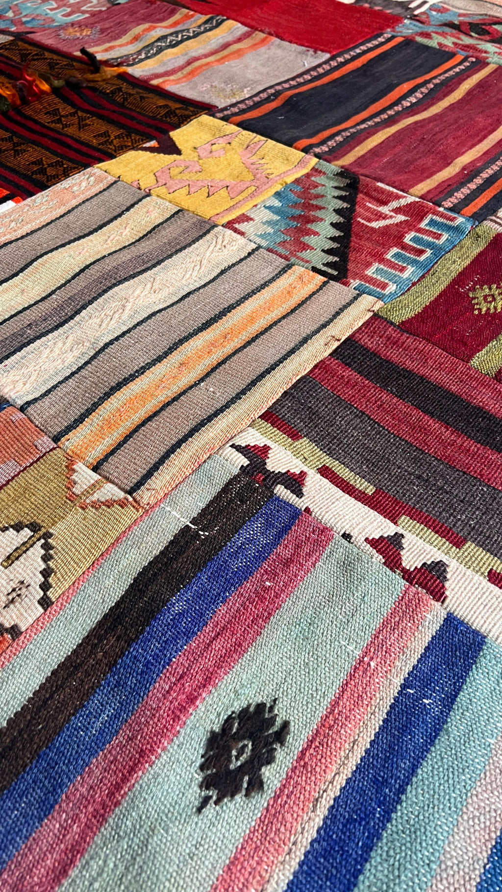 Turkish Patchwork Kilim Rug – 186 × 290 cm – Handmade Vintage Kilim Patchwork