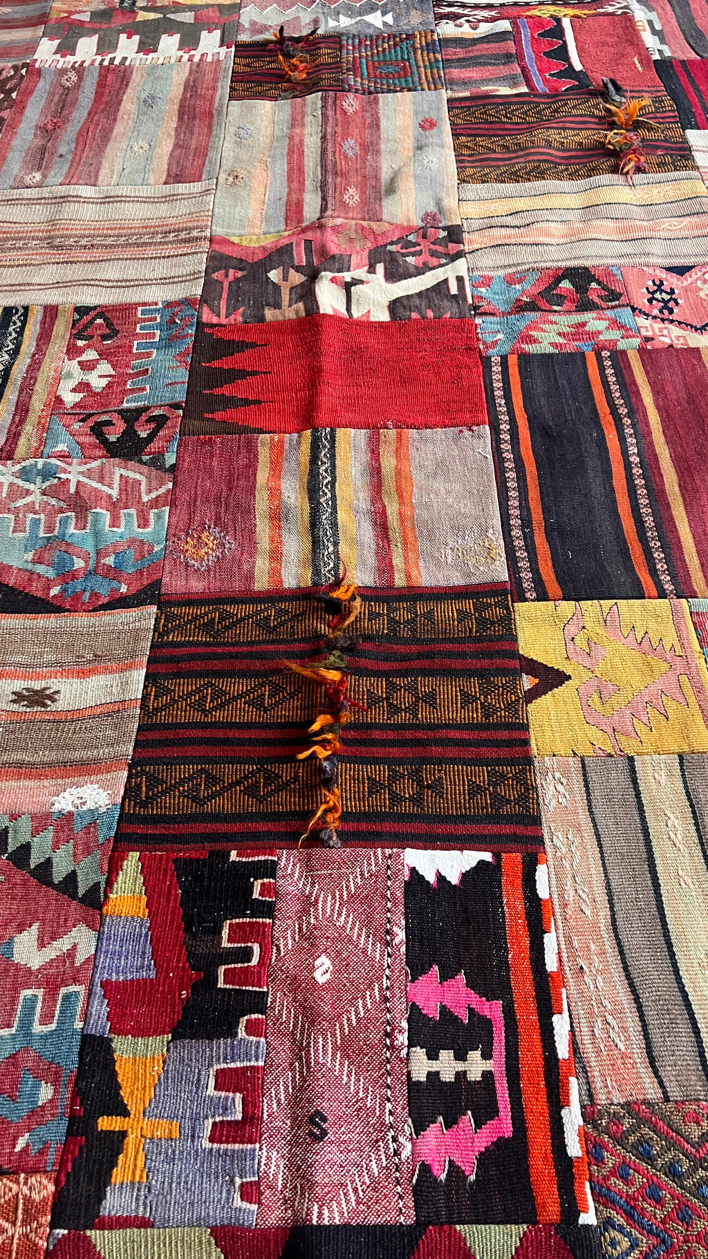 Turkish Patchwork Kilim Rug – 186 × 290 cm – Handmade Vintage Kilim Patchwork