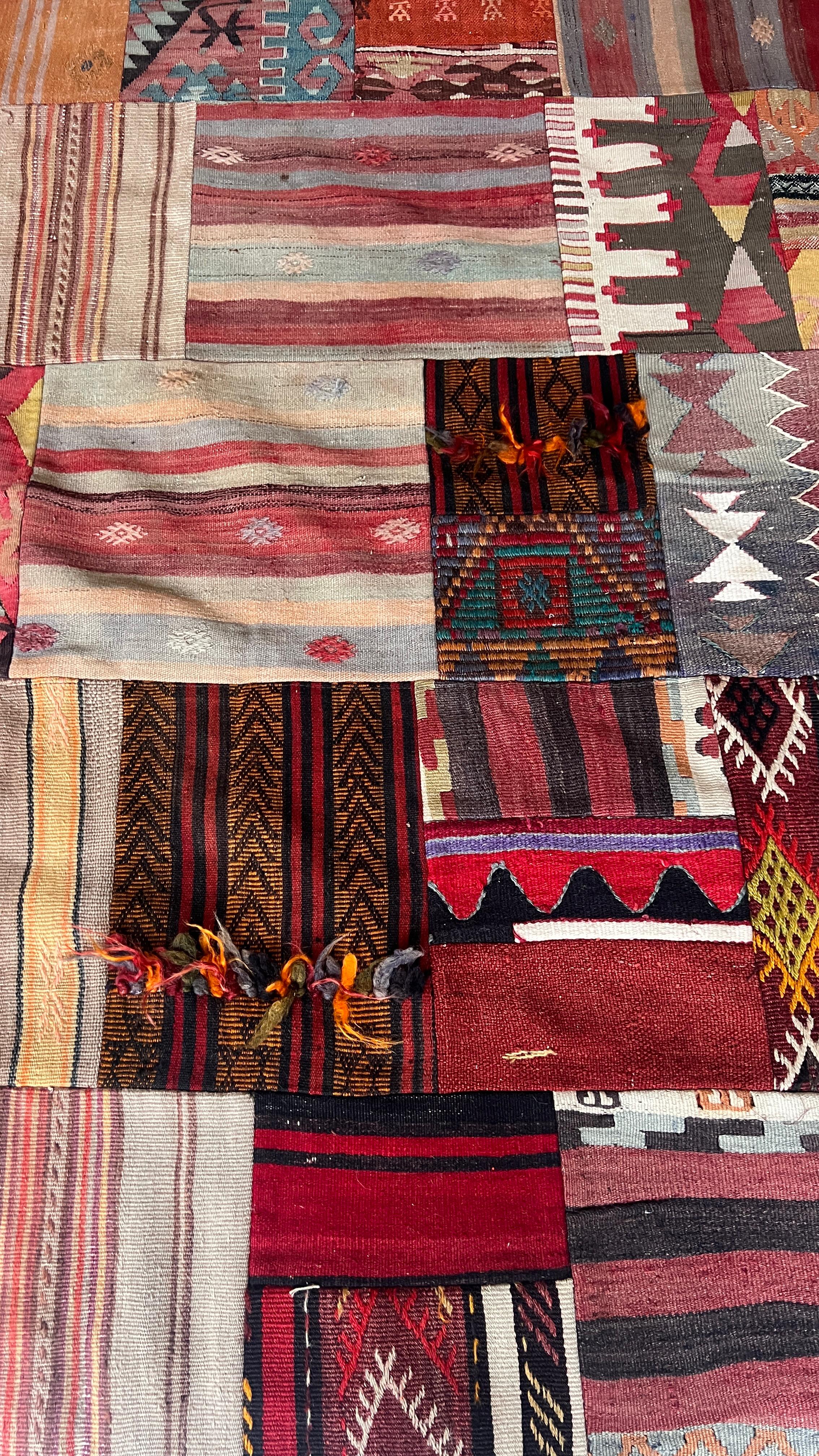 Turkish Patchwork Kilim Rug – 186 × 290 cm – Handmade Vintage Kilim Patchwork