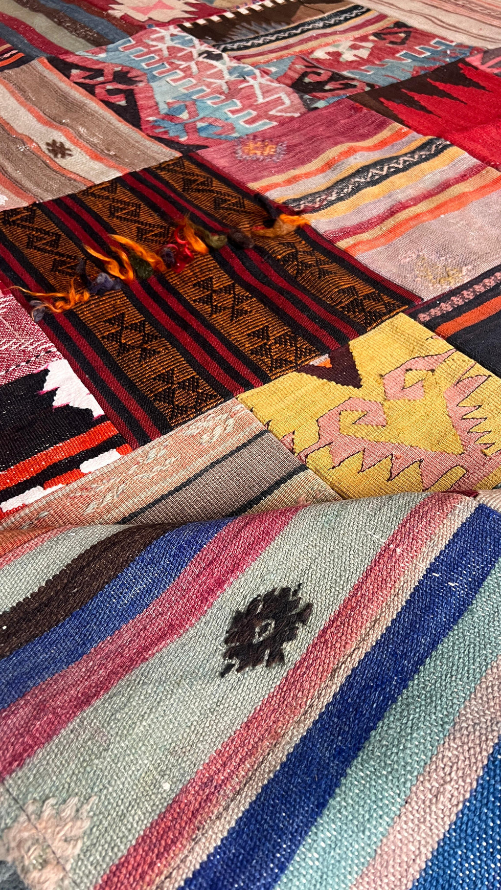 Turkish Patchwork Kilim Rug – 186 × 290 cm – Handmade Vintage Kilim Patchwork