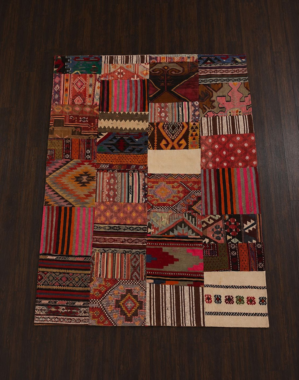 Turkish Patchwork Kilim Rug – 194 × 247 cm – Handmade Vintage Wool Kilim