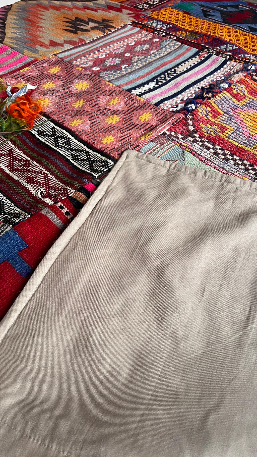 Turkish Patchwork Kilim Rug – 194 × 247 cm – Handmade Vintage Wool Kilim