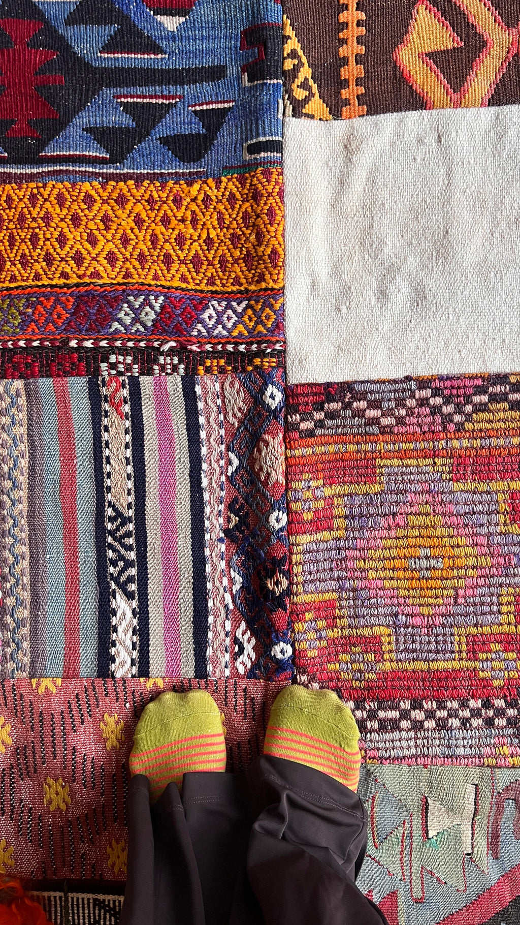Turkish Patchwork Kilim Rug – 194 × 247 cm – Handmade Vintage Wool Kilim