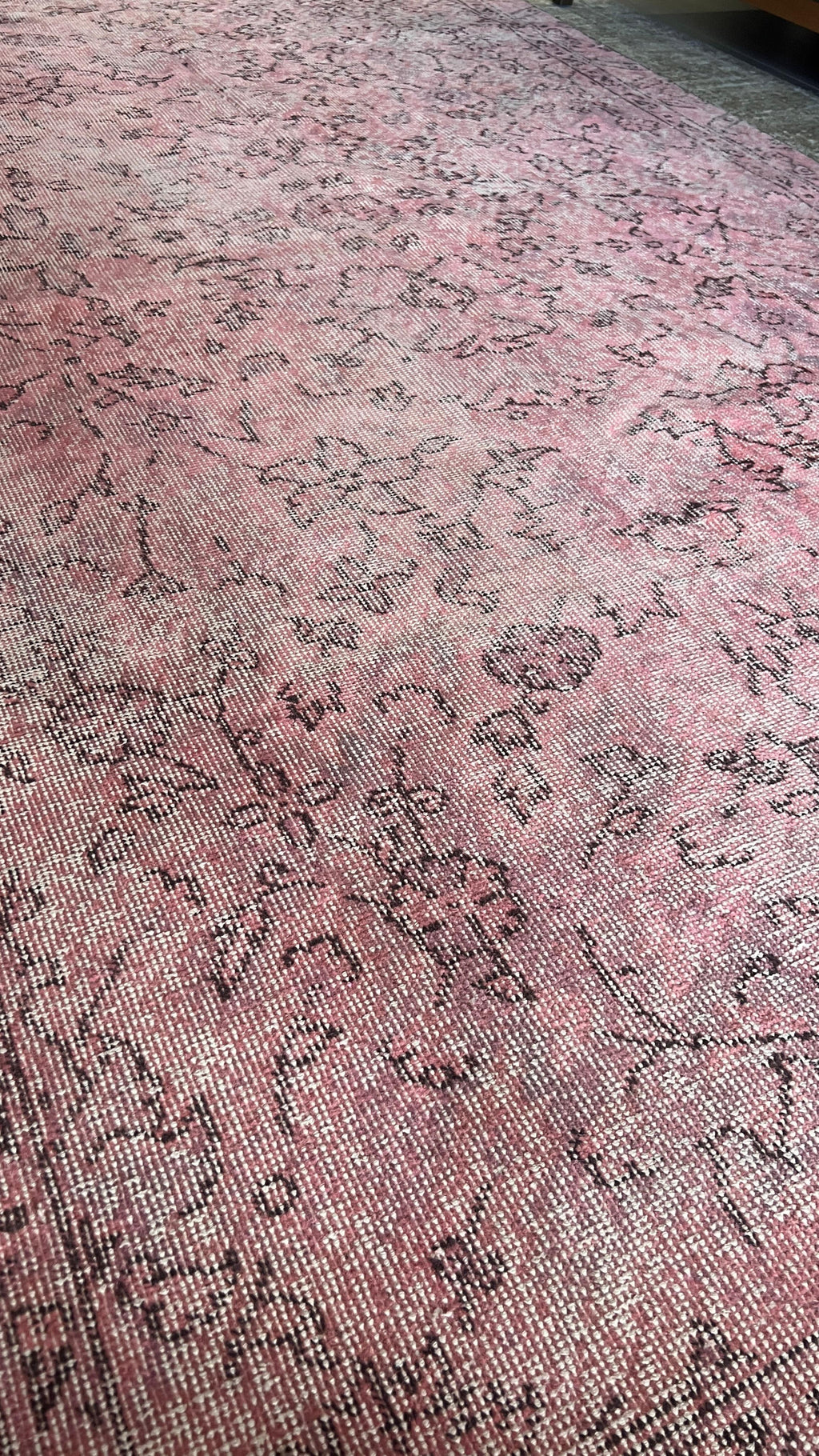 Vintage Turkish Pink Rug – 153 × 278 cm – Handmade Wool & Cotton Carpet