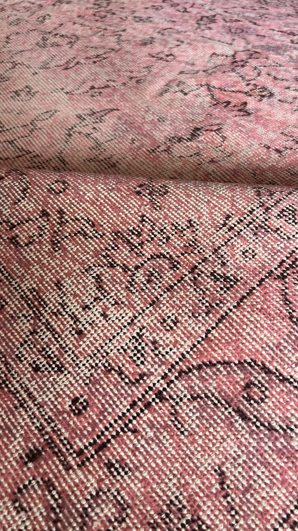 Vintage Turkish Pink Rug – 153 × 278 cm – Handmade Wool & Cotton Carpet