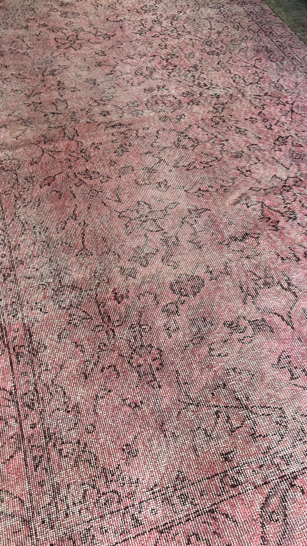 Vintage Turkish Pink Rug – 153 × 278 cm – Handmade Wool & Cotton Carpet