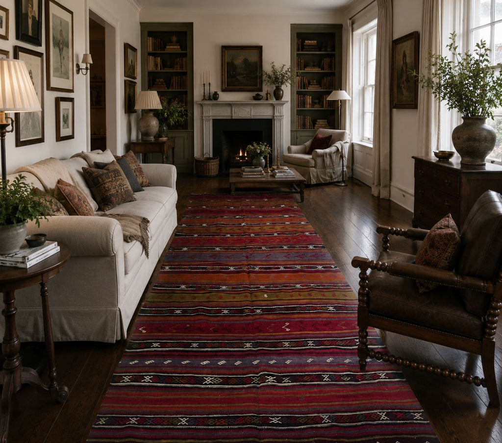 Large Handmade Turkish Kilim – 146 × 405 cm – Vintage Anatolian Wool Runner