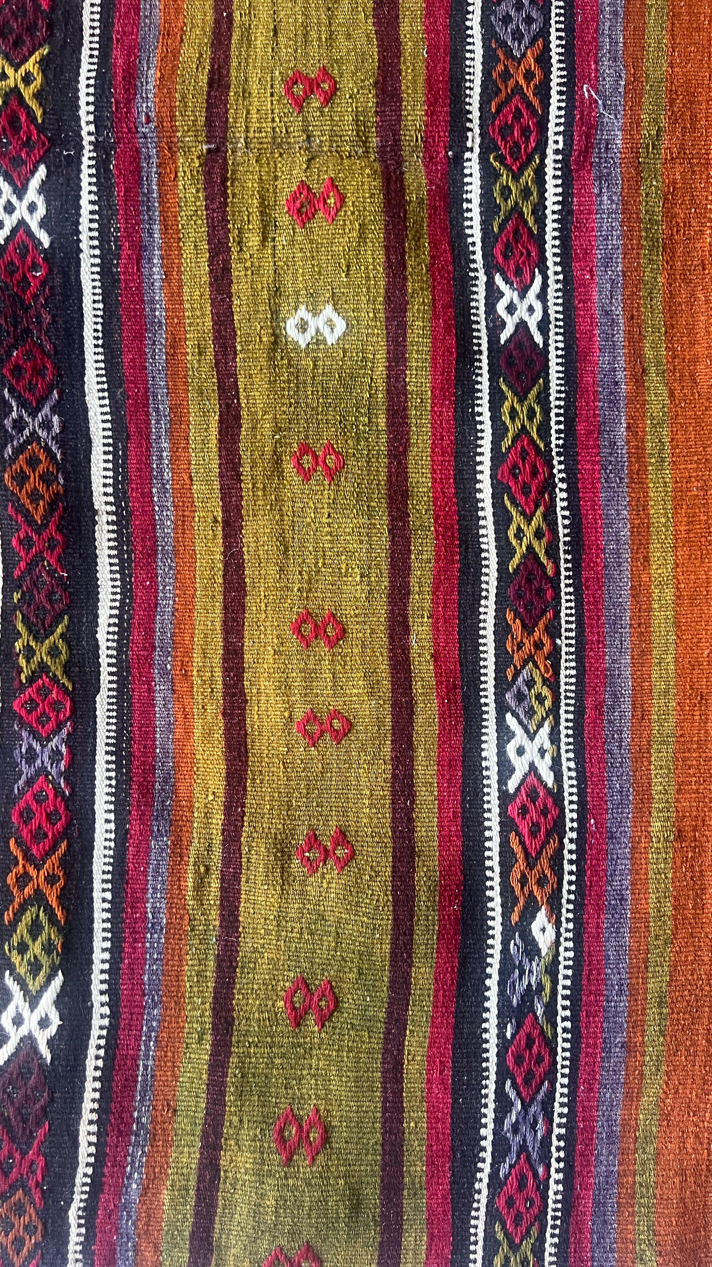 Large Handmade Turkish Kilim – 146 × 405 cm – Vintage Anatolian Wool Runner