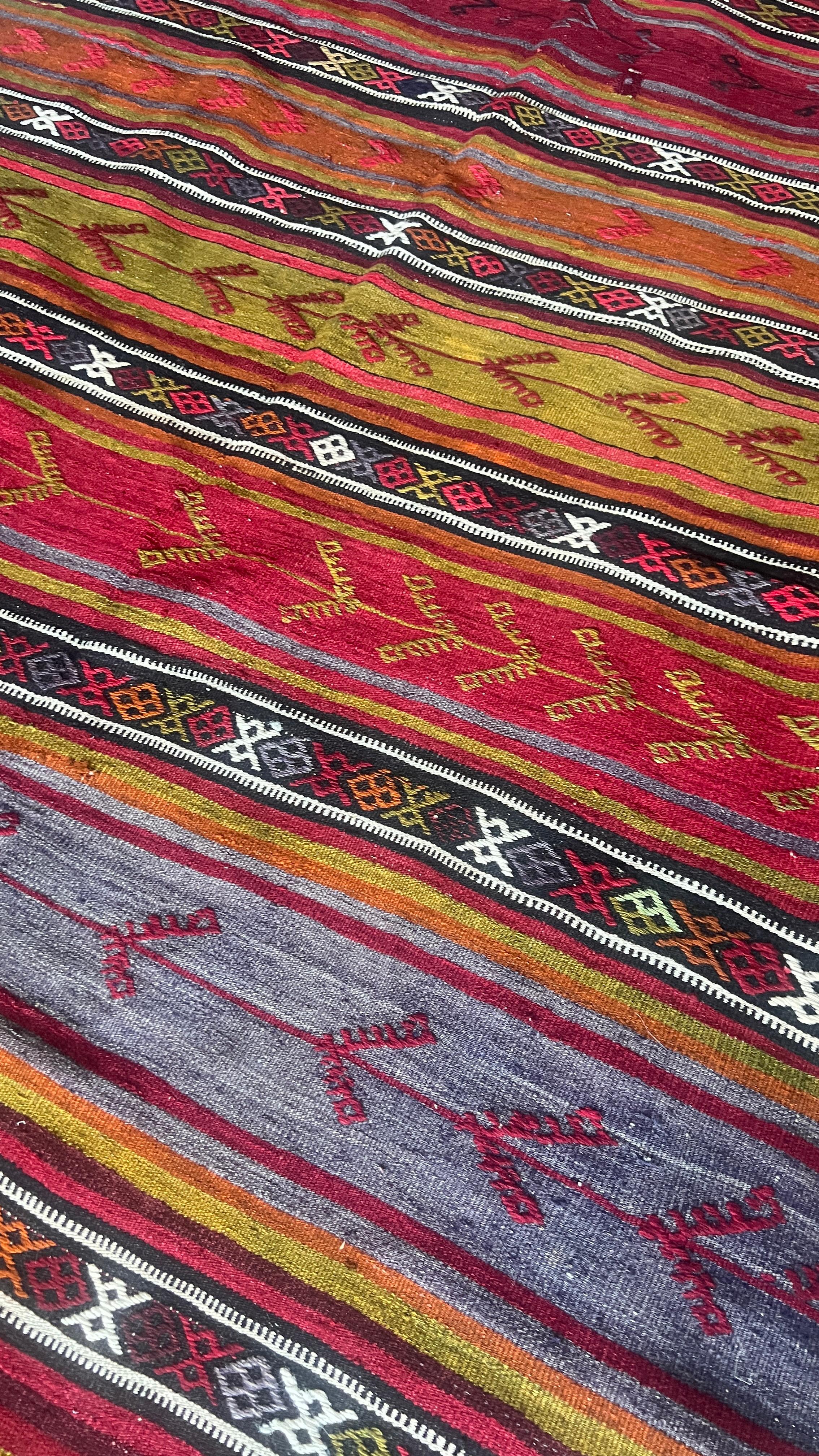Large Handmade Turkish Kilim – 146 × 405 cm – Vintage Anatolian Wool Runner