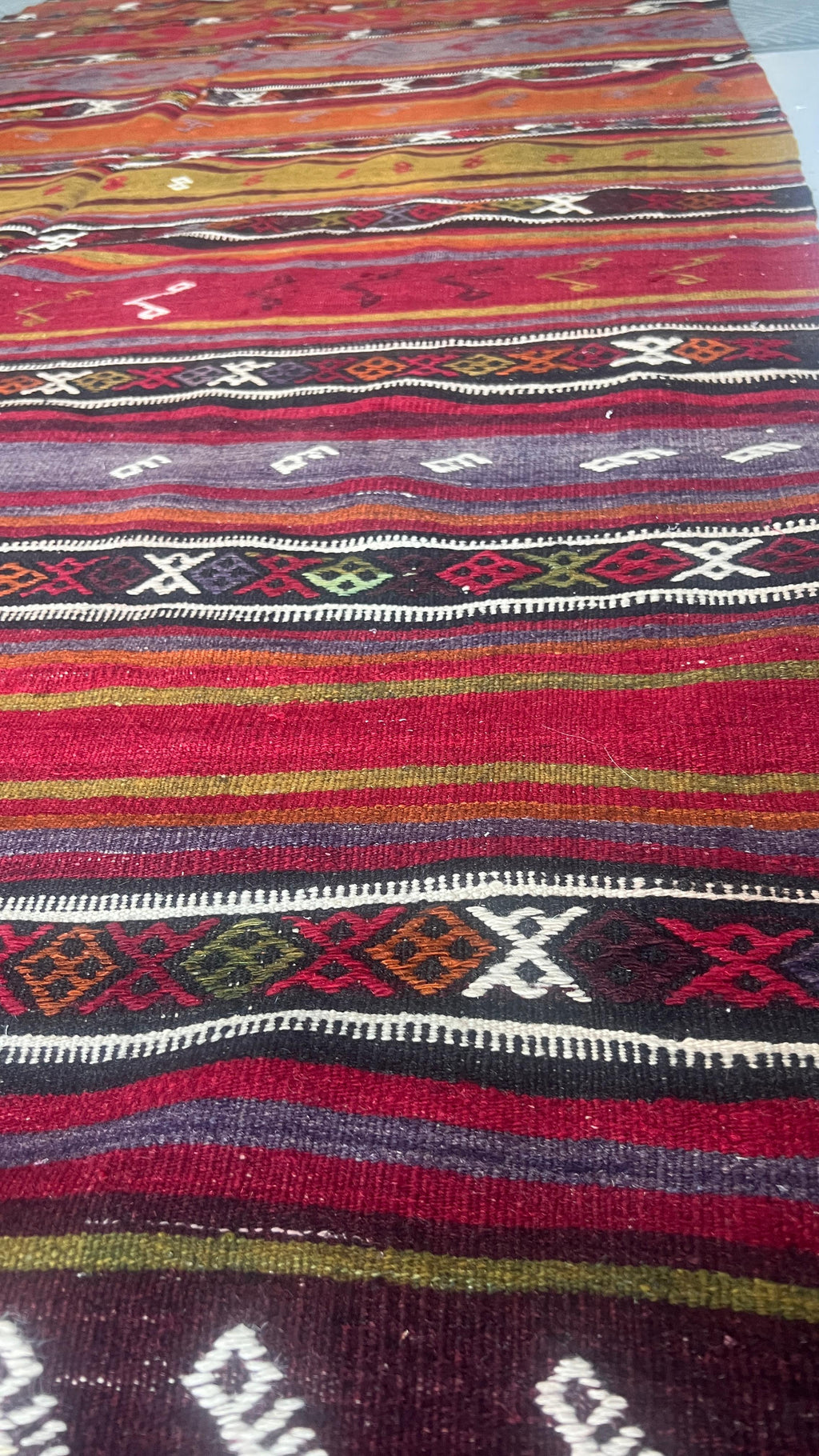 Large Handmade Turkish Kilim – 146 × 405 cm – Vintage Anatolian Wool Runner